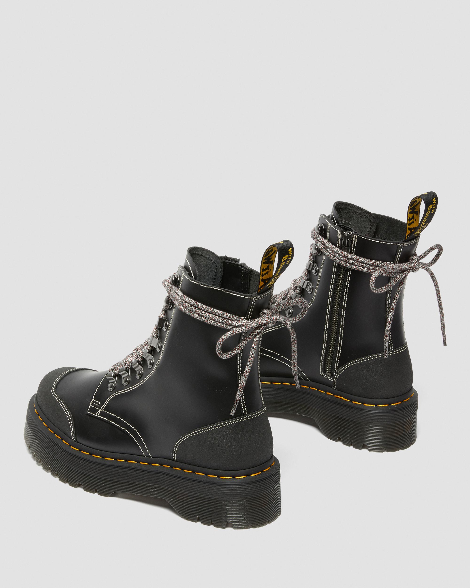 Moreno Bex Smooth Leather Platform Boots in BLACK+BLACK | Dr. Martens™