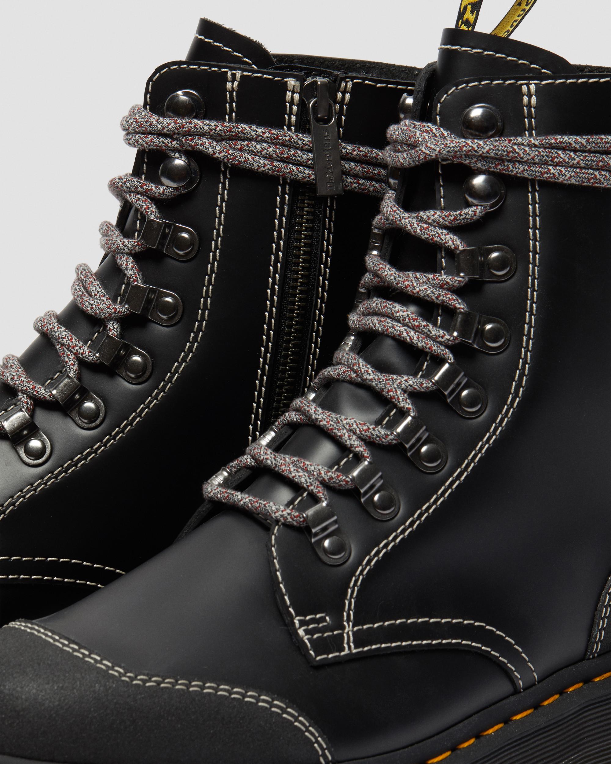 Moreno Bex Smooth Leather Platform Boots in BLACK+BLACK | Dr. Martens™