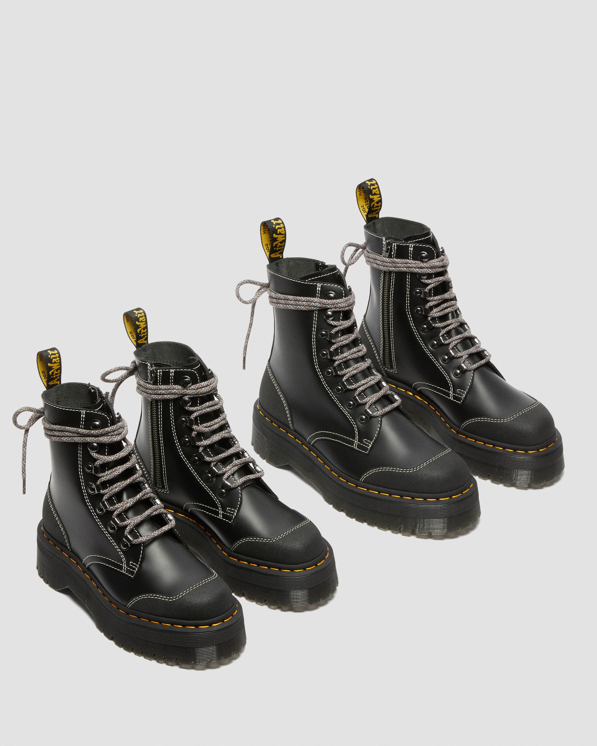 Moreno Bex Smooth Leather Platform Boots in BLACK+BLACK | Dr. Martens™