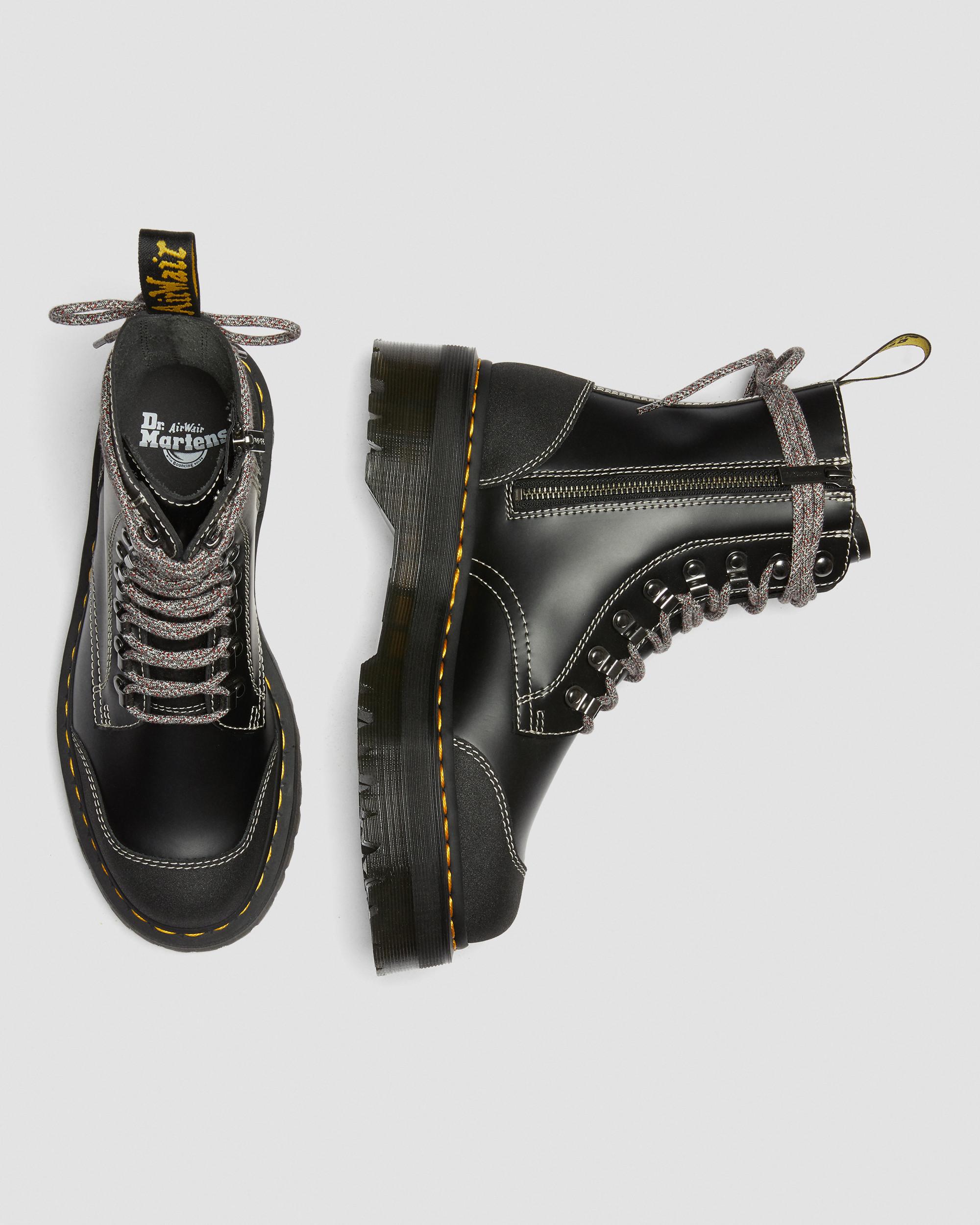 Moreno Bex Smooth Leather Platform Boots in BLACK+BLACK | Dr. Martens™