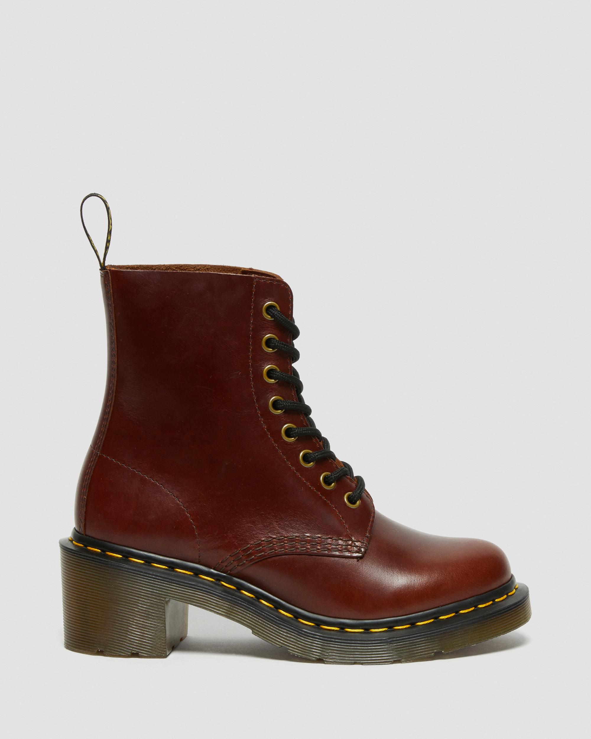 Clemency Leather Heeled Lace Up Boots | Dr. Martens