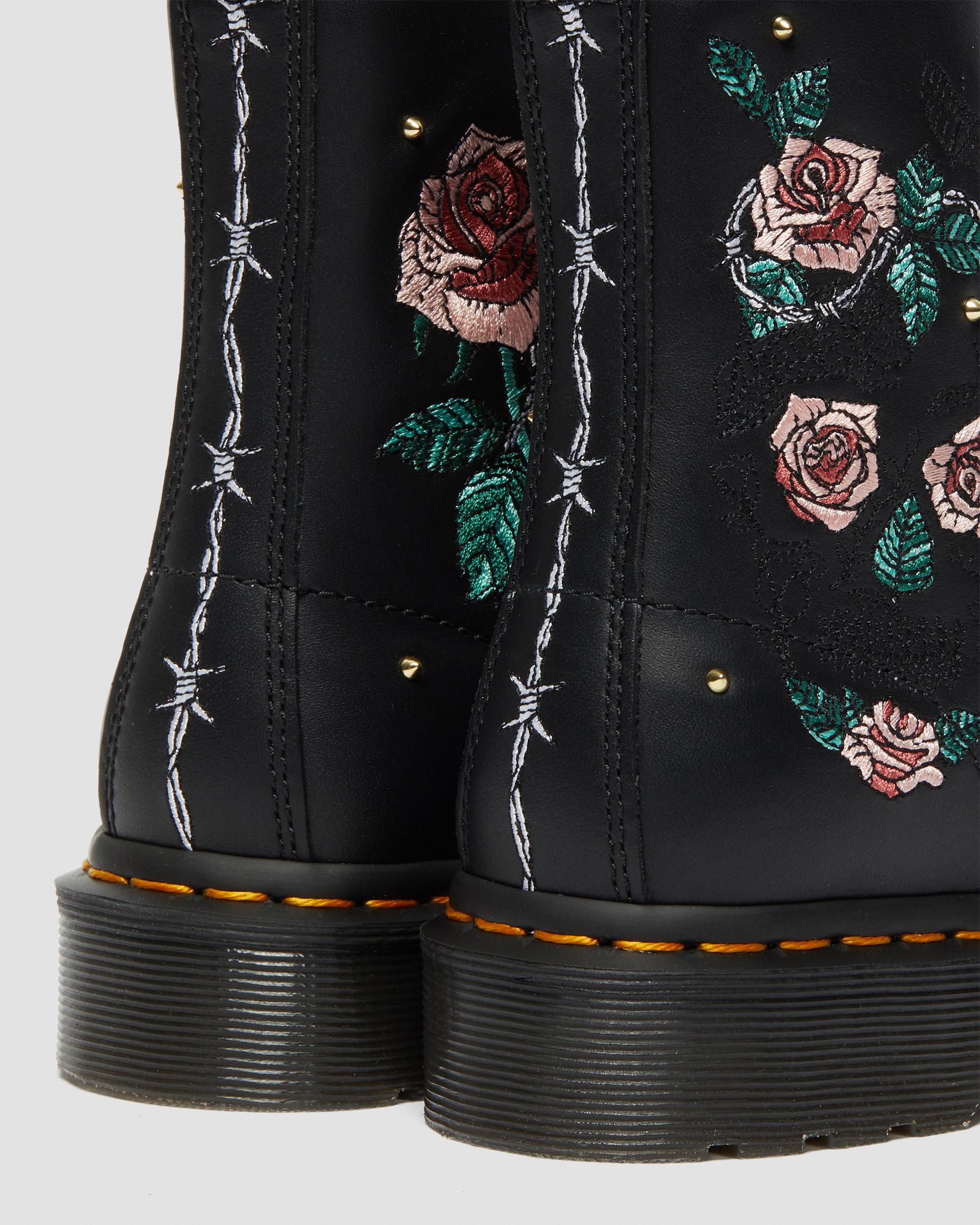 1460 Vonda Floral Leather Lace Up Boots in Black