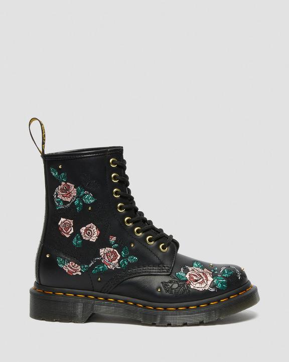 1460 Vonda Floral Leather Lace Up Boots in Black | Dr. Martens 1460 Vonda Floral Leather Lace Up Boots in Black | Dr. Martens