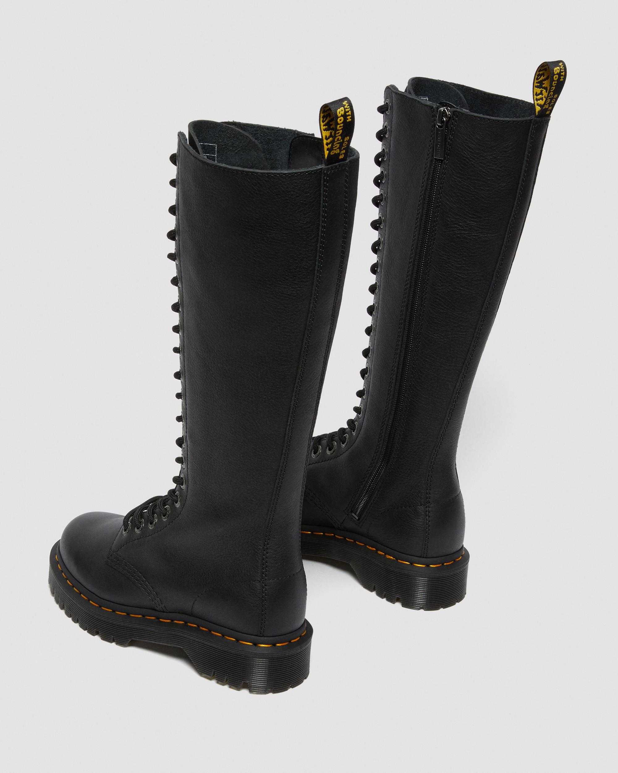1B60 Bex Pisa Leather Knee High Boots in Black