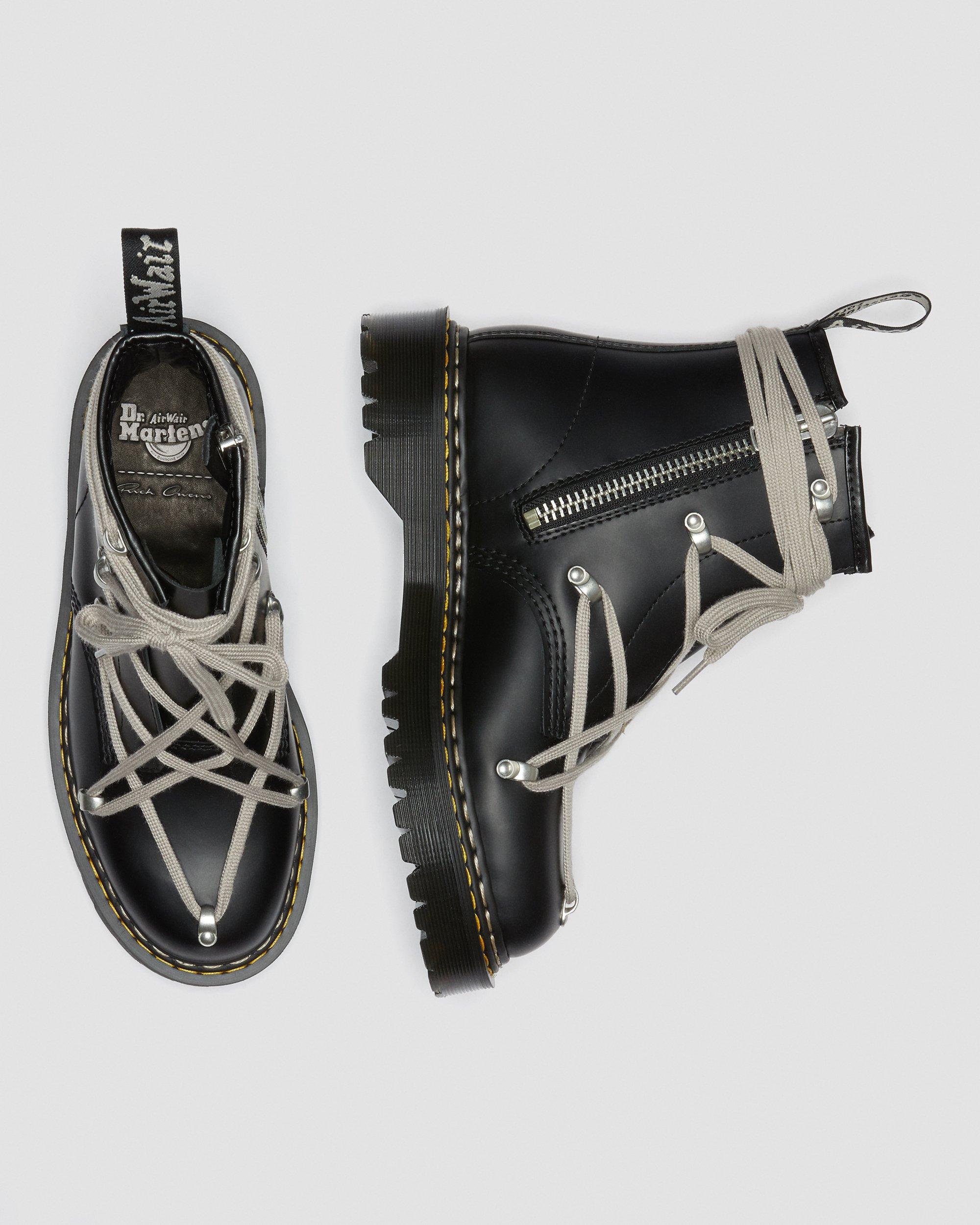 Rick Owens 1460 Bex Leather Lace Up Boots in Black | Dr. Martens