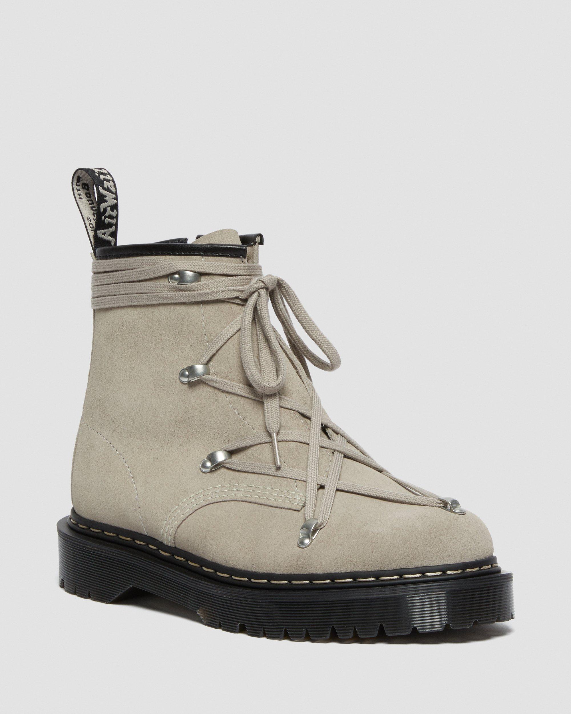 1460 Rick Owens Bex Suede Lace Up Boots in LIGHT TAUPE | Dr. Martens™