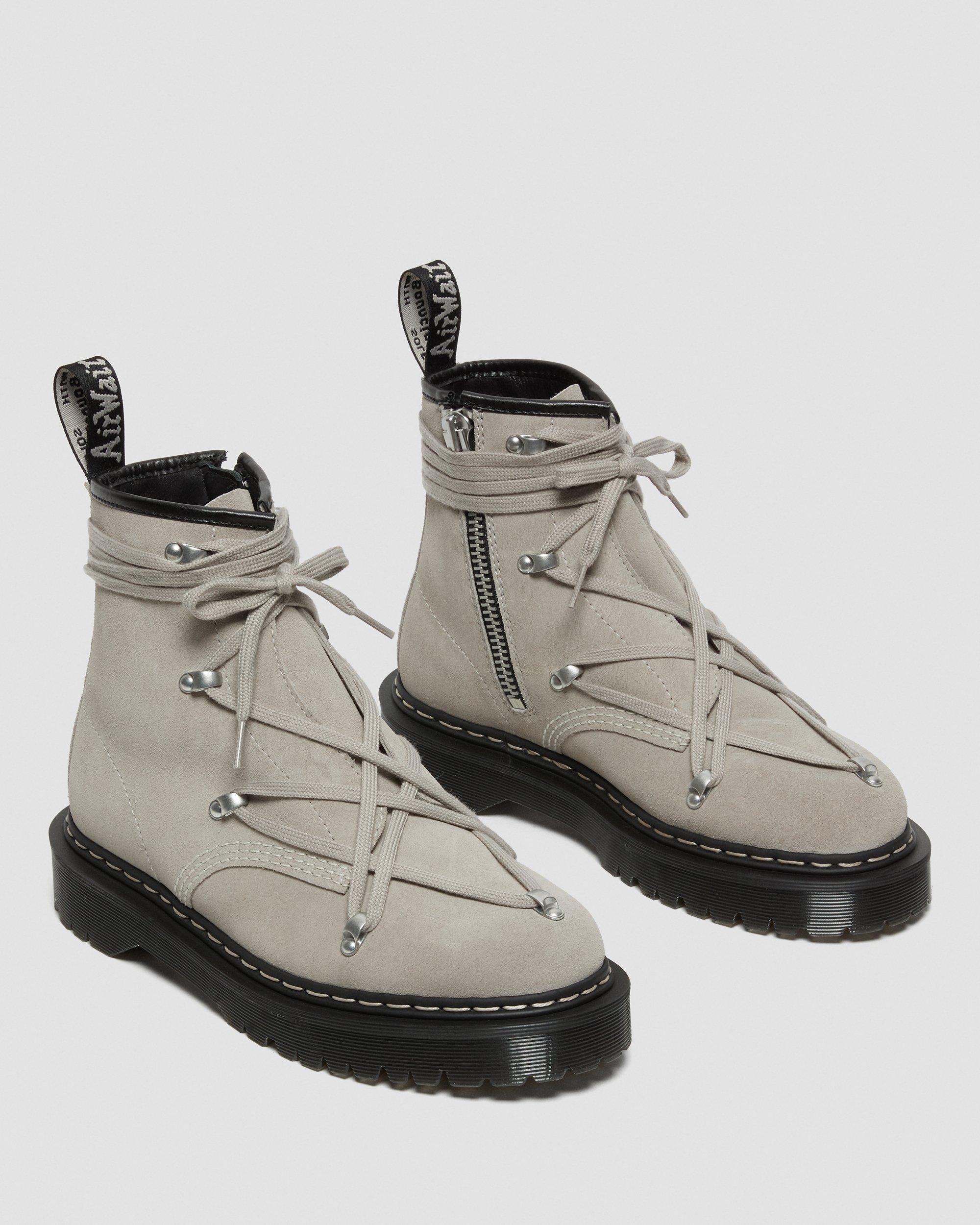 1460 Rick Owens Bex Suede Lace Up Boots, Light Taupe | Dr. Martens