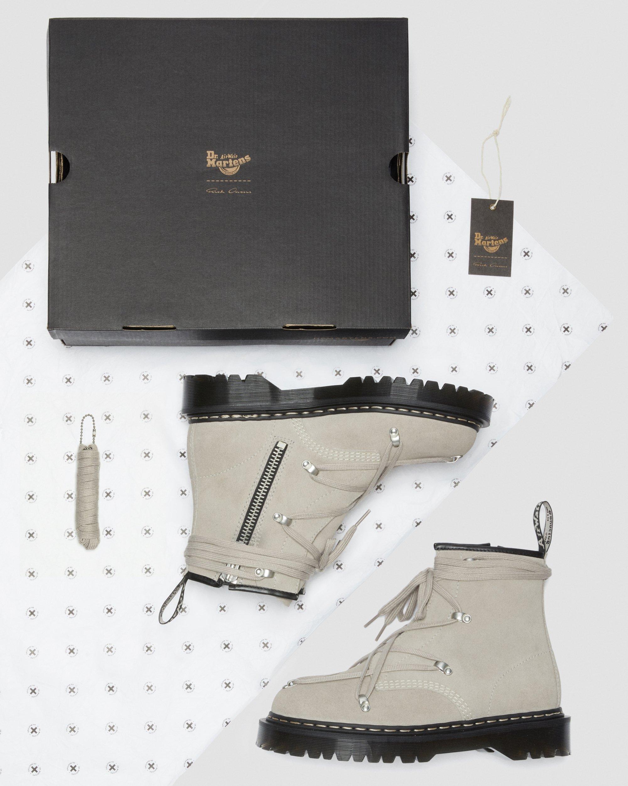 1460 Rick Owens Bex Suede Lace Up Boots in LIGHT TAUPE | Dr. Martens™