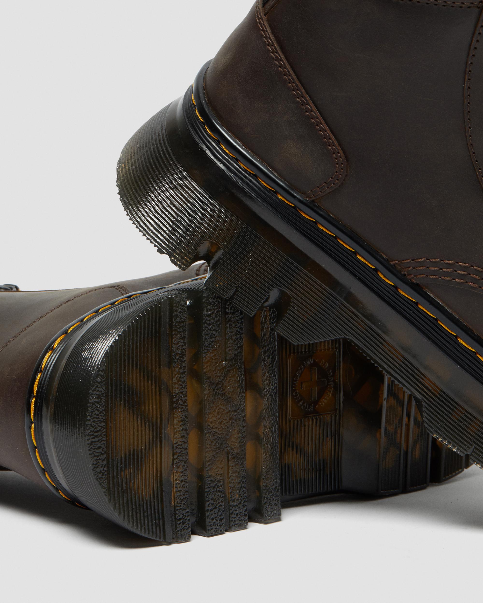 Tarik Crazy Horse Leather Utility Boots in Dark Brown