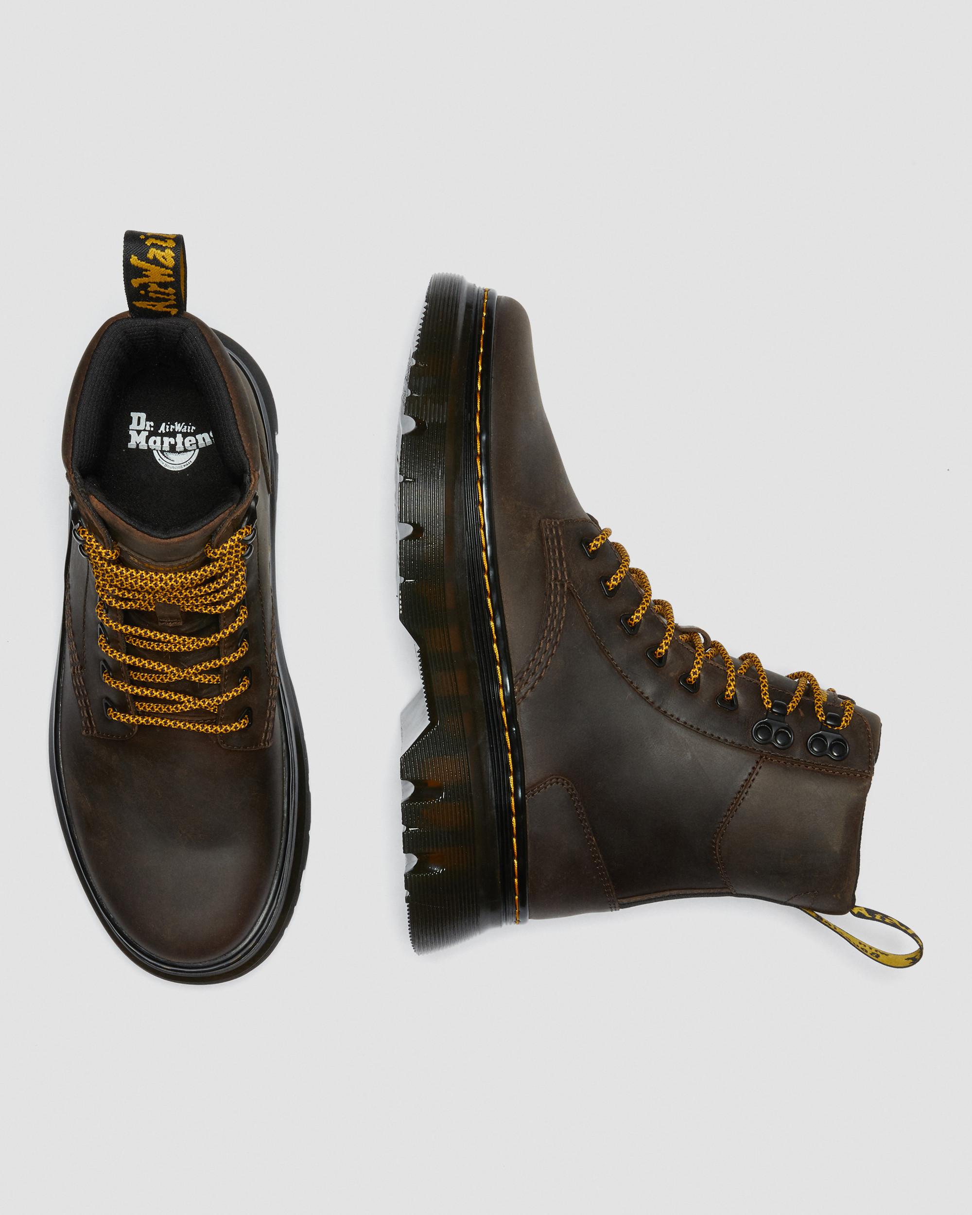 Tarik Crazy Horse Leather Utility Boots in Dark Brown