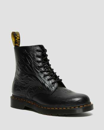 1460 Flames Emboss Leather Lace Up Boots