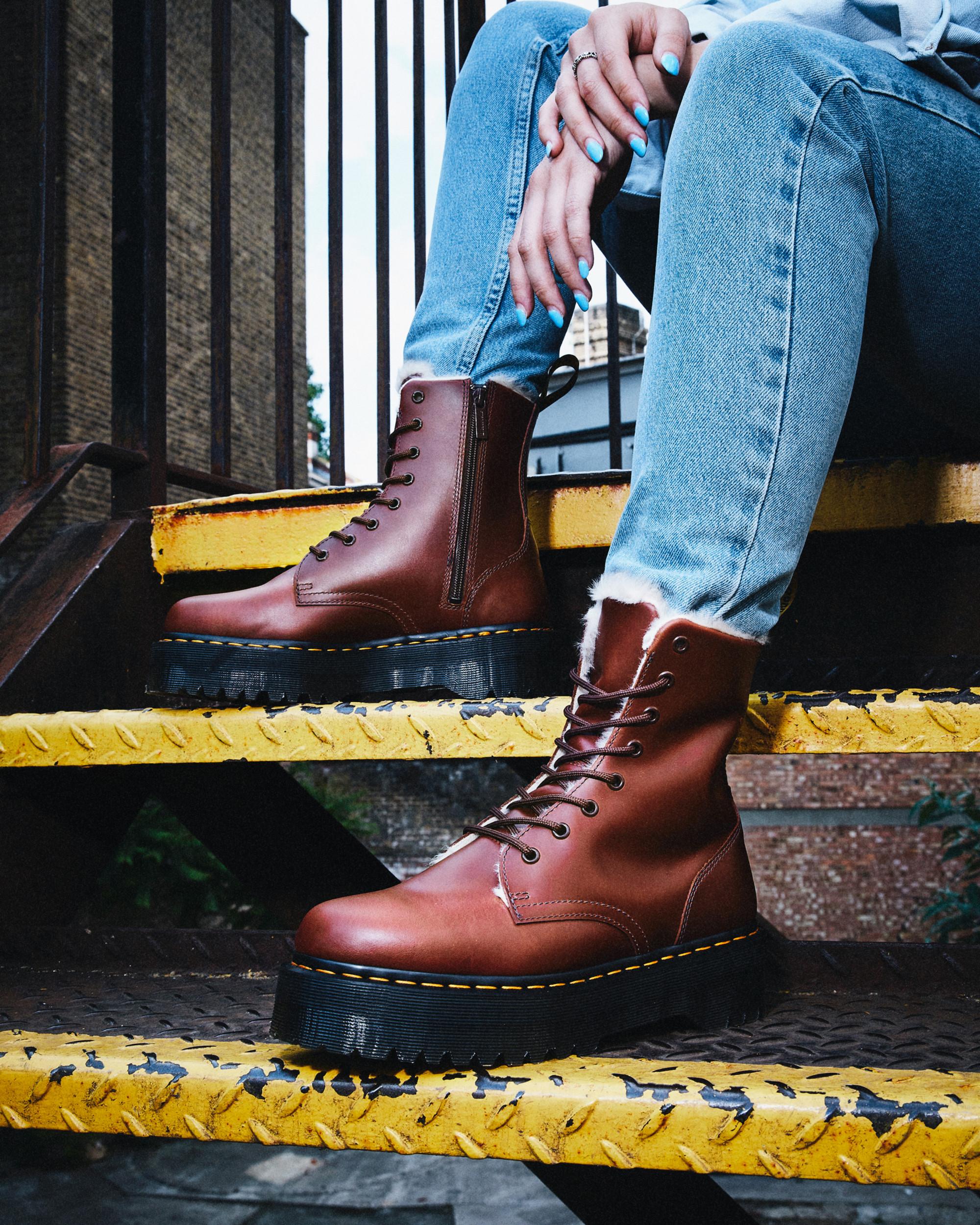 brown leather platform doc martens