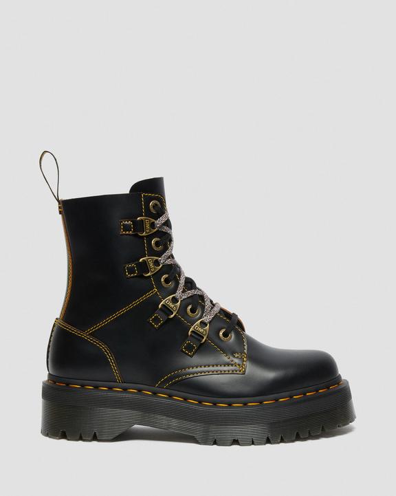 Collier Bex Double Laced Leather Platform Boots in Black Collier Bex Double Laced Leather Platform Boots in Black