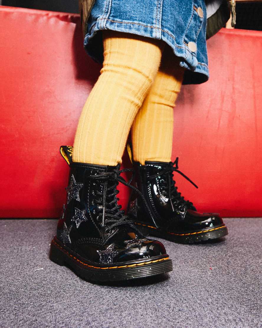 timer Microprocessor Seduce Toddler 1460 Glitter Star Patent Lace Up Boots | Dr. Martens