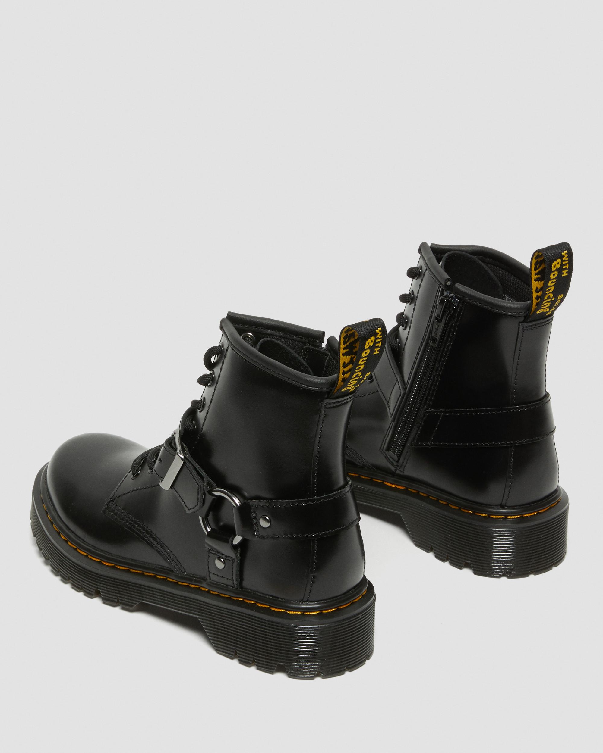 Junior 1460 Harness Leather Boots in BLACK | Dr. Martens™