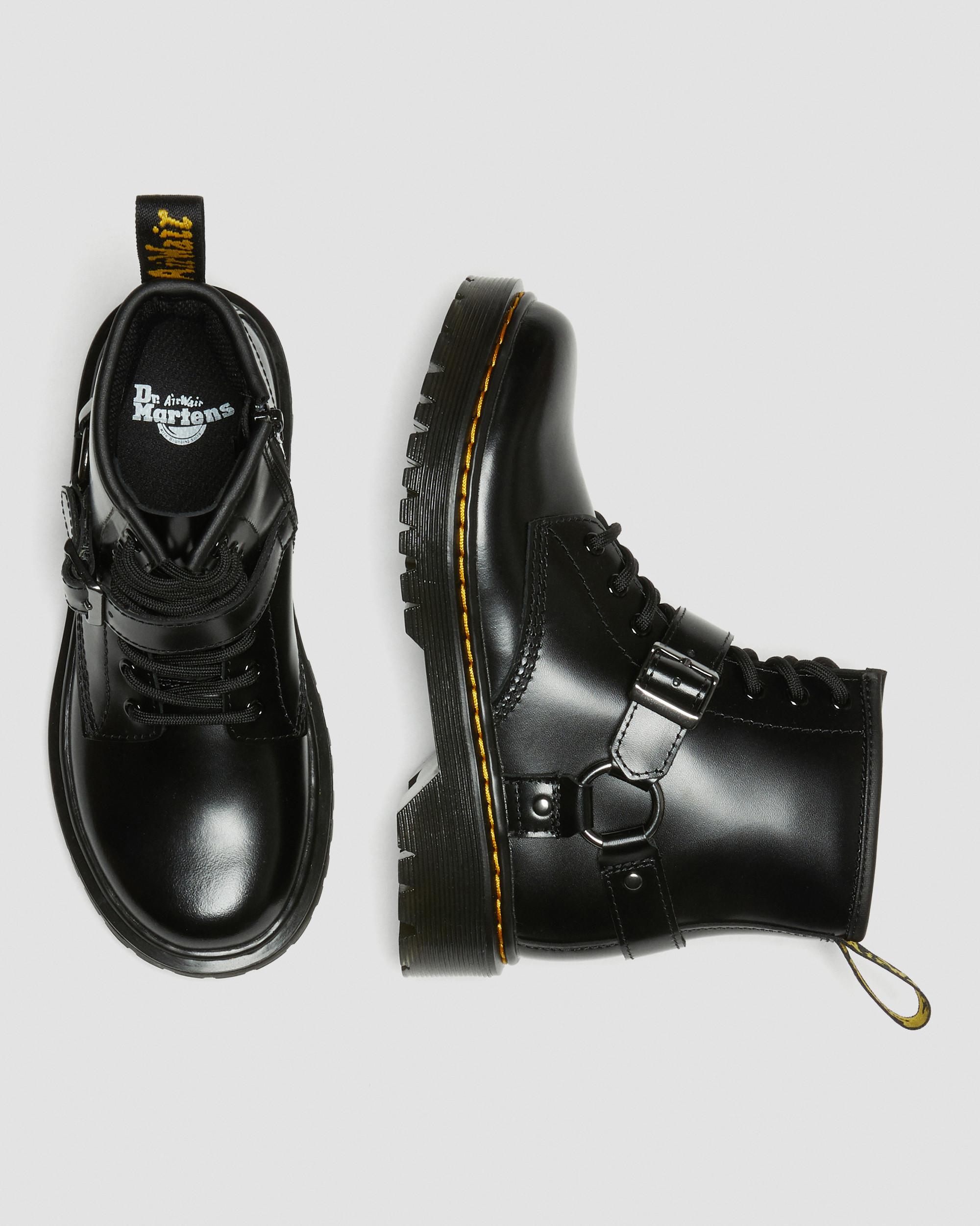 Junior 1460 Harness Leather Boots in BLACK | Dr. Martens™