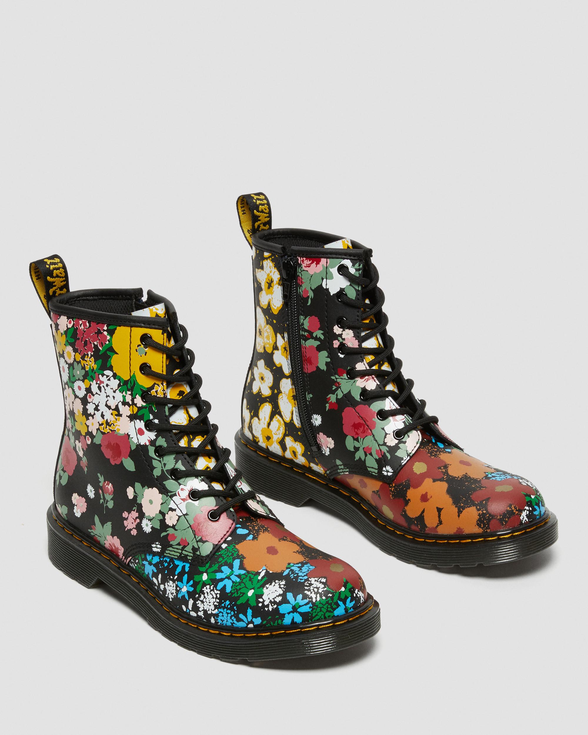Leather Lace Floral Black Youth 1460 Up Boots Dr. Mash | Martens in Up