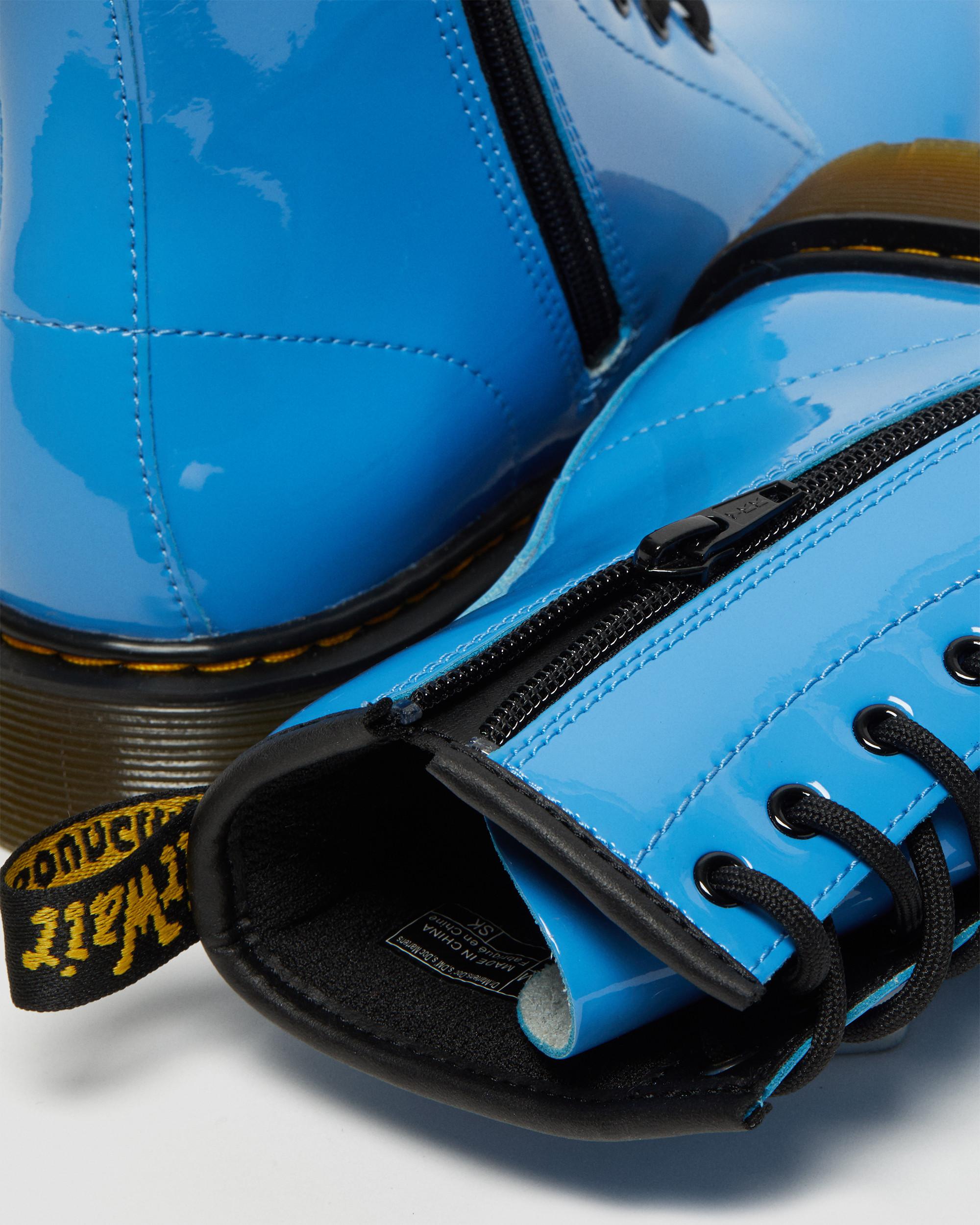 Youth 1460 Patent Leather Lace Up Boots in MID BLUE | Dr. Martens™