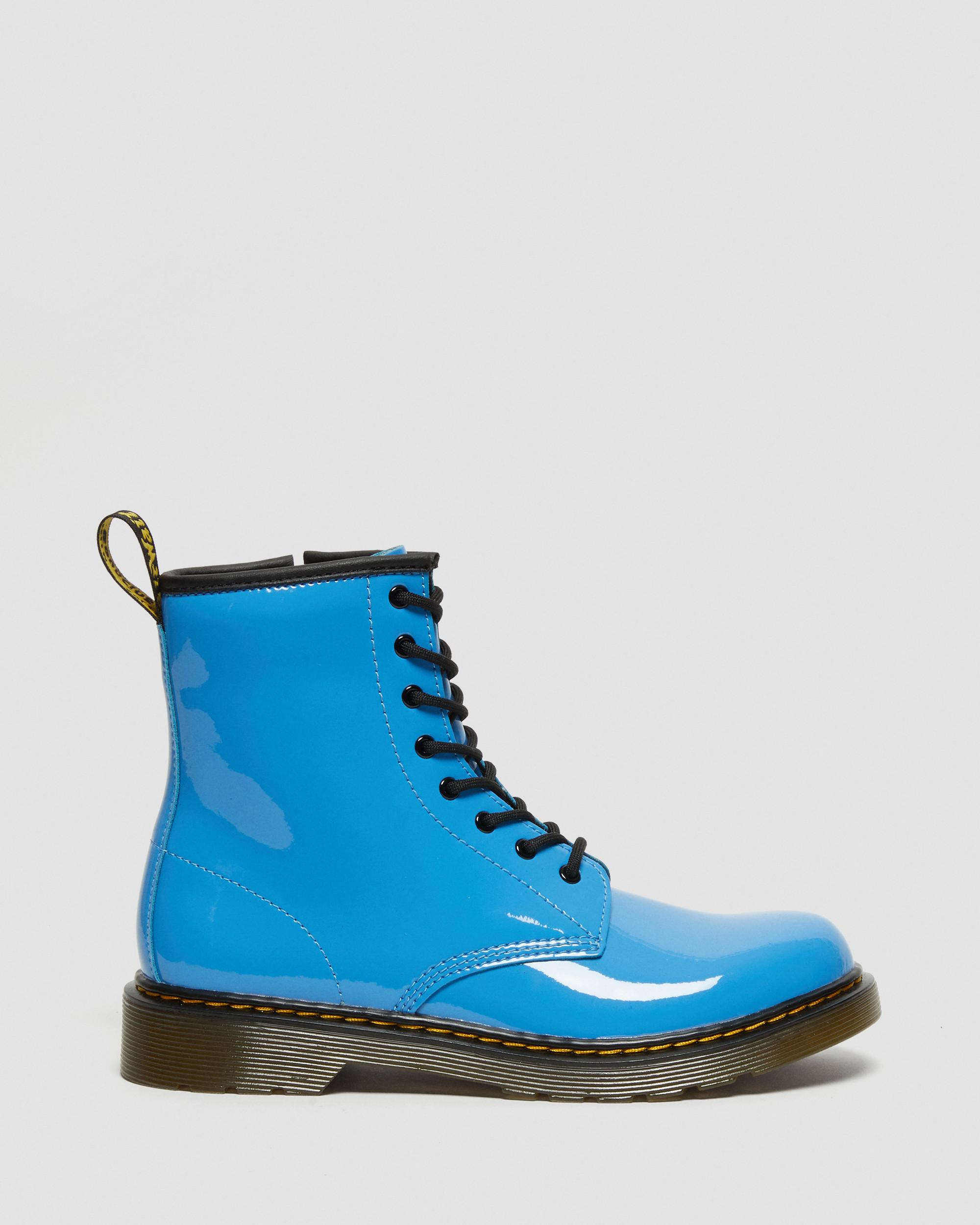 Youth 1460 Patent Leather Lace Up Boots in MID BLUE | Dr. Martens™