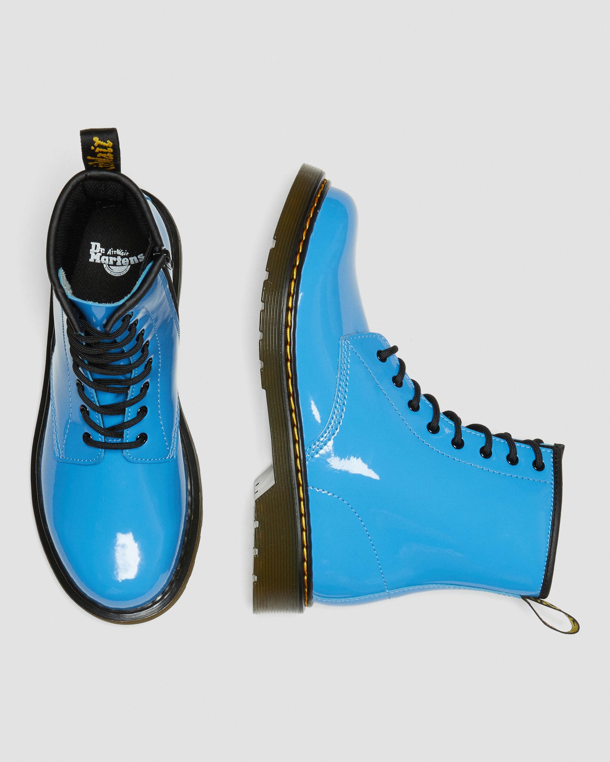 Youth 1460 Patent Leather Lace Up Boots in MID BLUE | Dr. Martens™