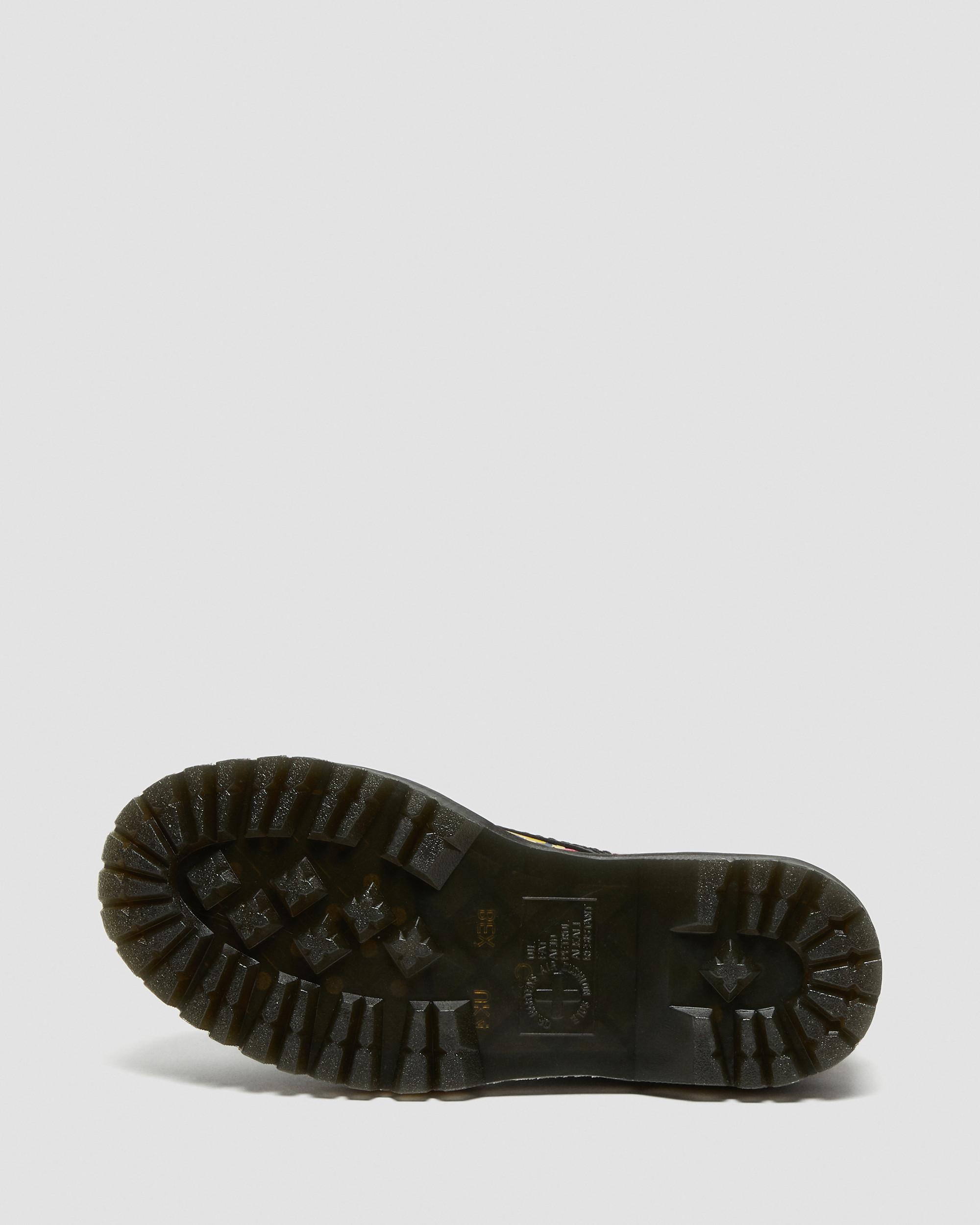 | Floral Martens in Sinclair Up Mash Boots Platform Leather Black Dr.