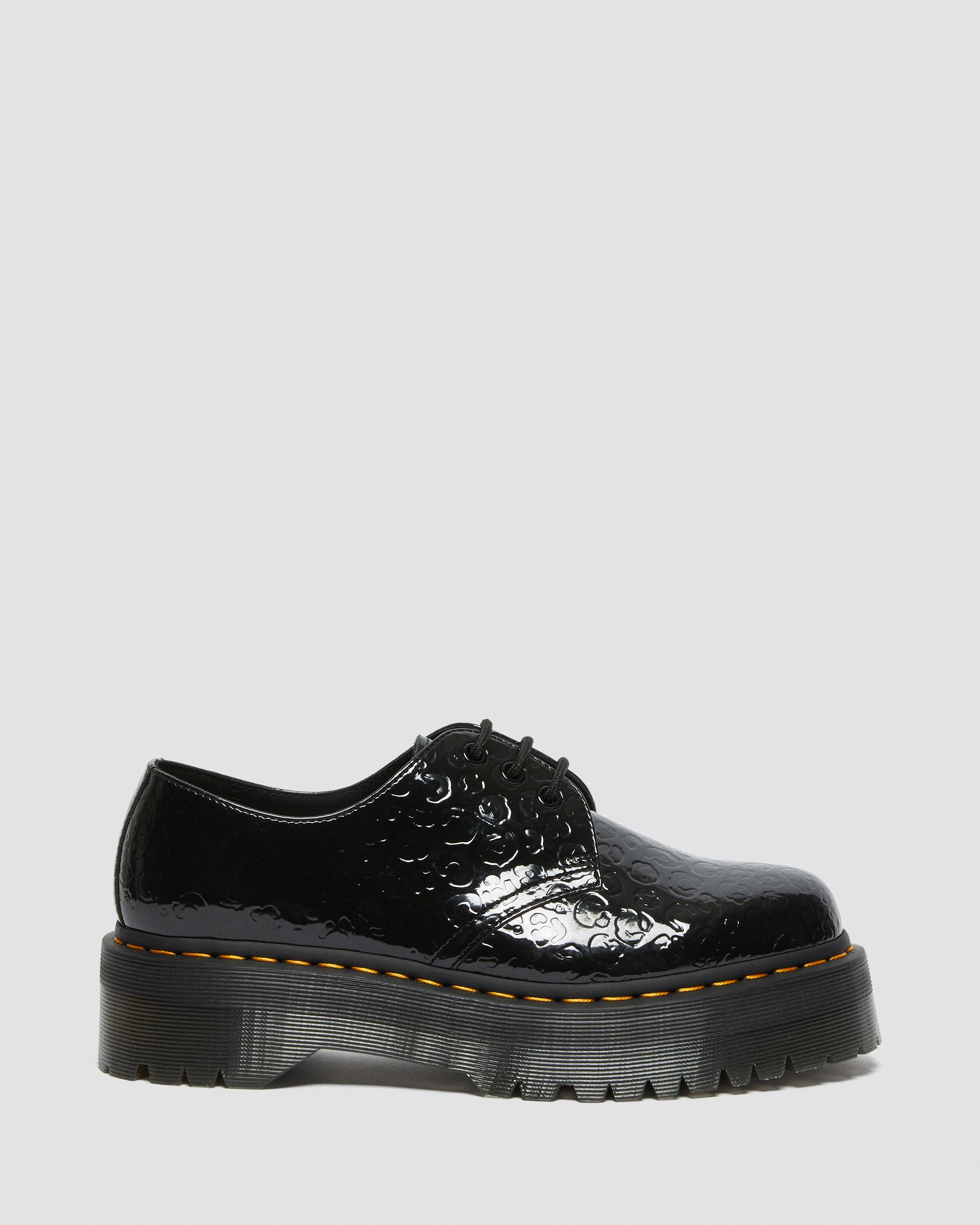 1461 Leopard Emboss Patent Leather Platform Shoes, Black | Dr. Martens