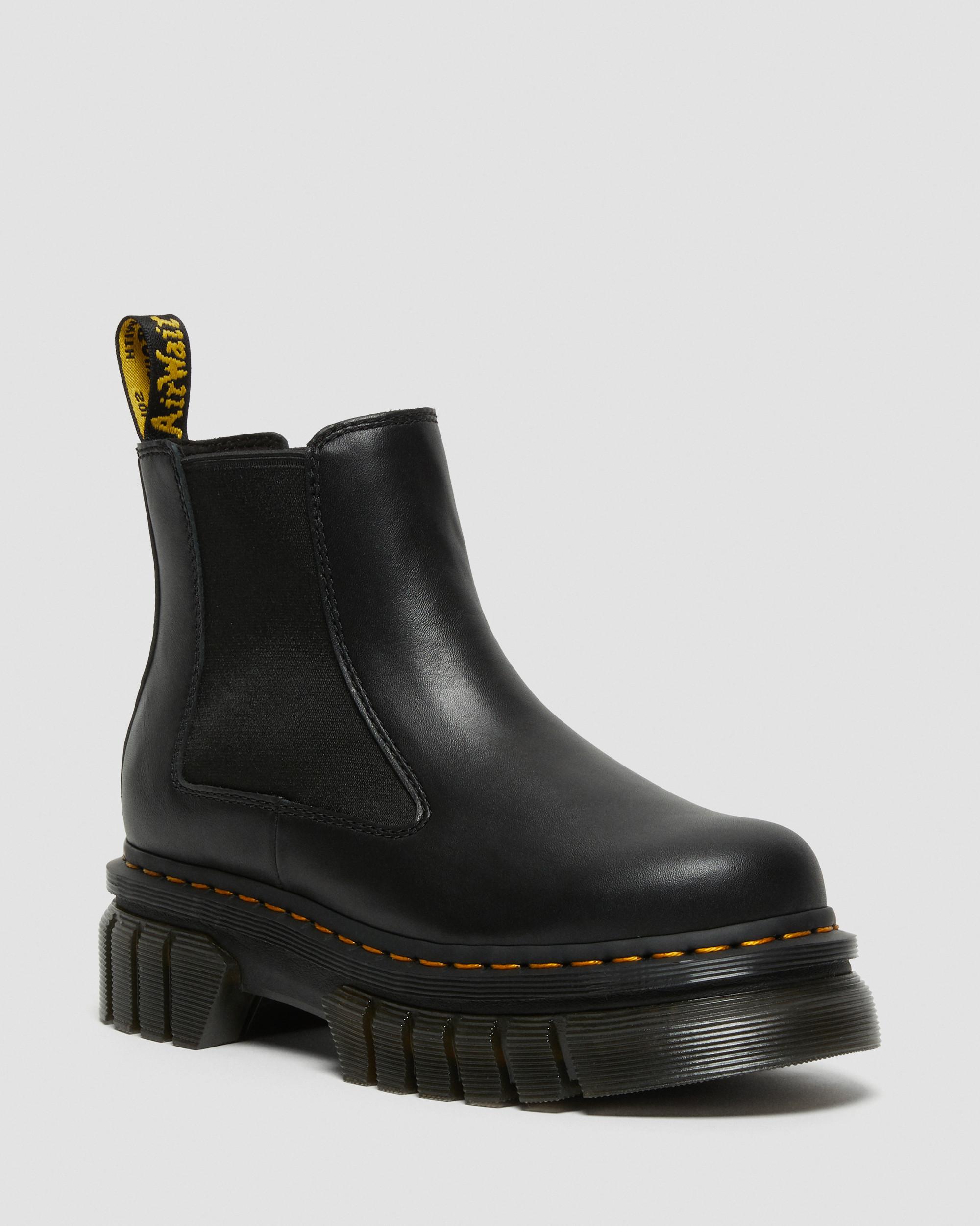 Audrick Nappa Leather Platform Chelsea Boots in Black