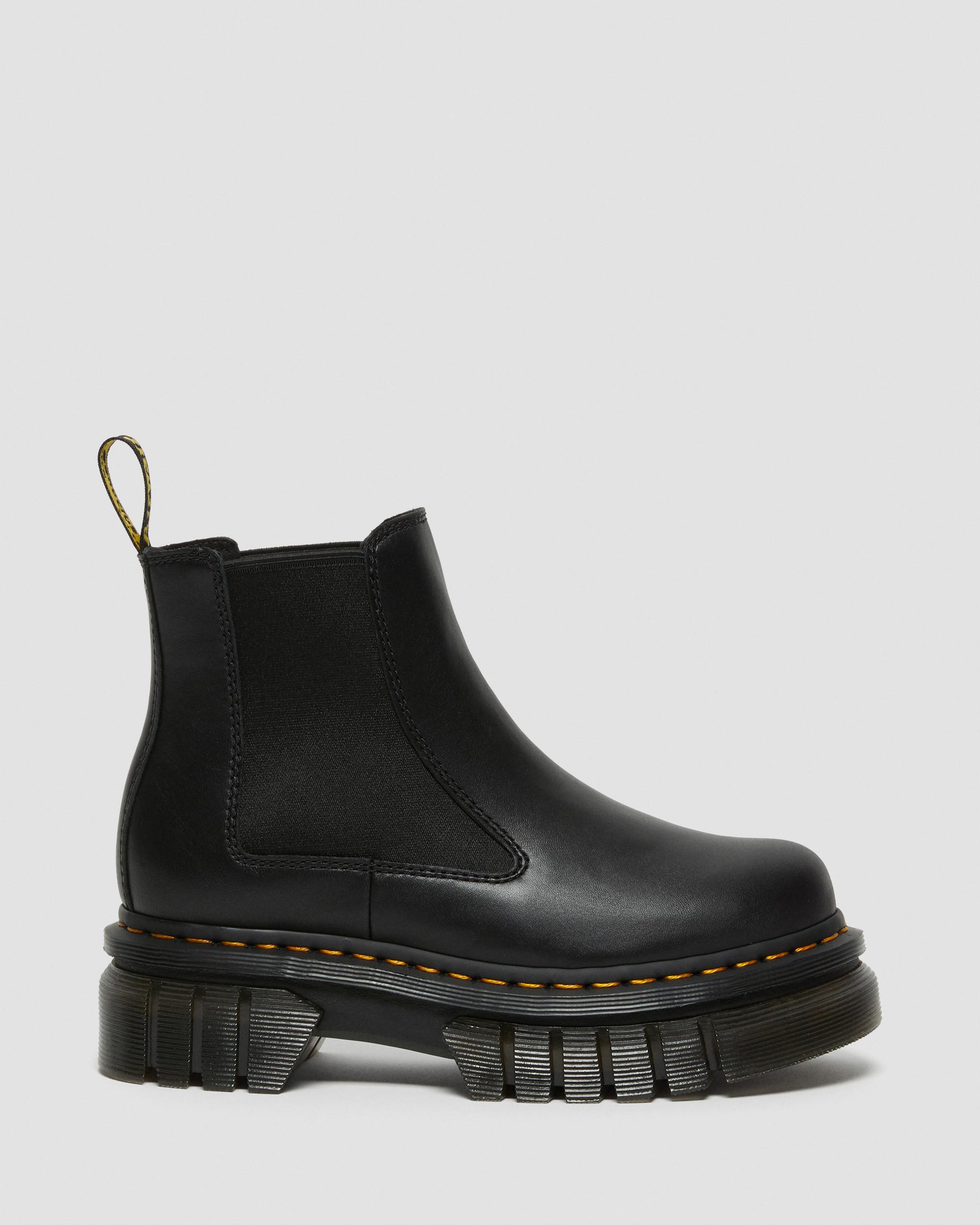 Audrick Nappa Leather Platform Chelsea Boots in Black