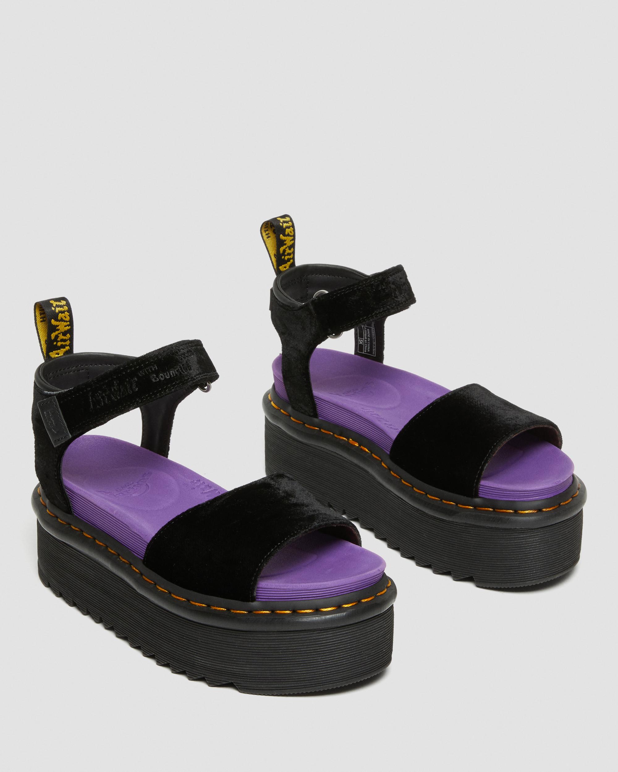 Strap X-girl Velvet Platform Sandals | Dr. Martens