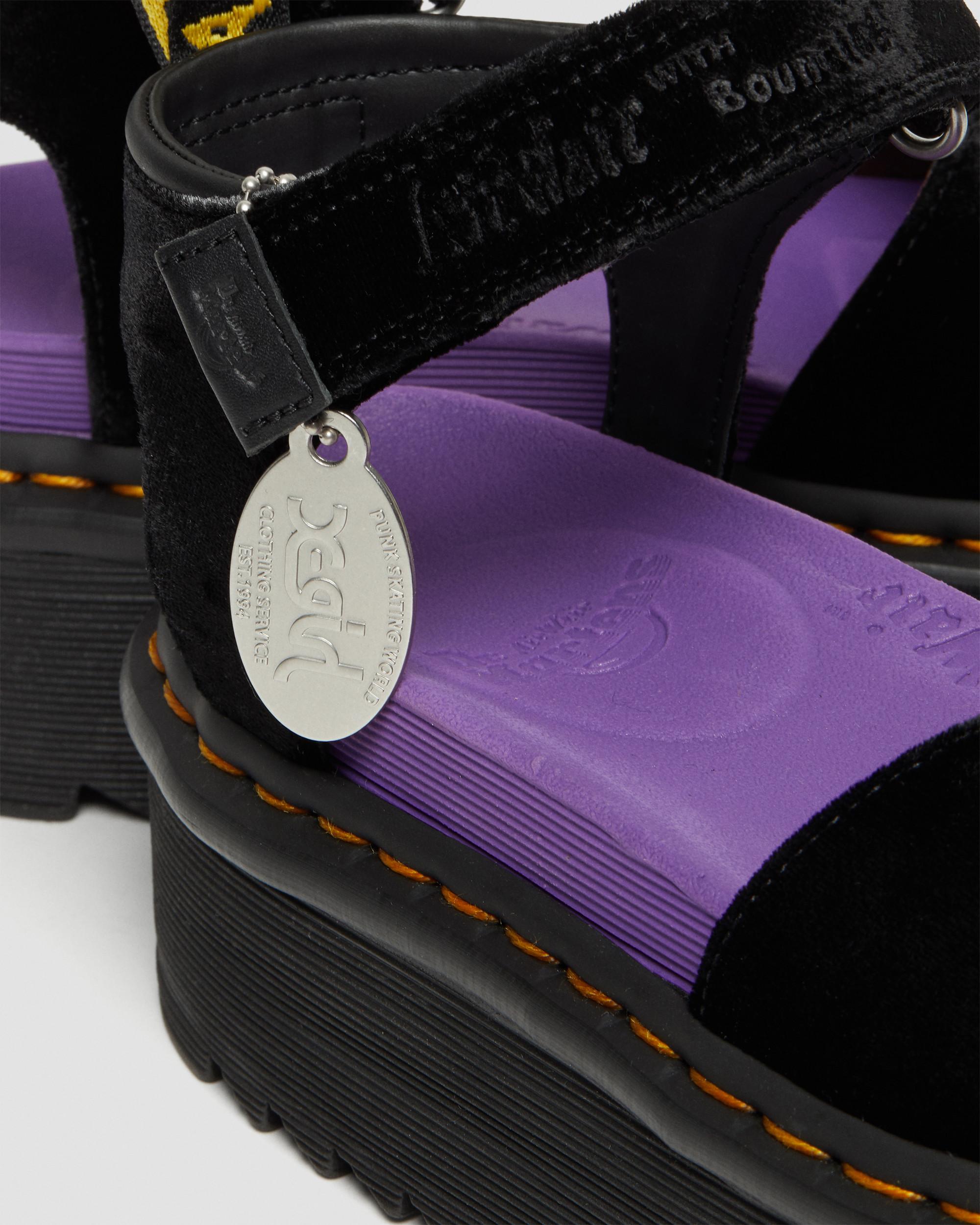 Strap X-girl Velvet Platform Sandals in Black | Dr. Martens