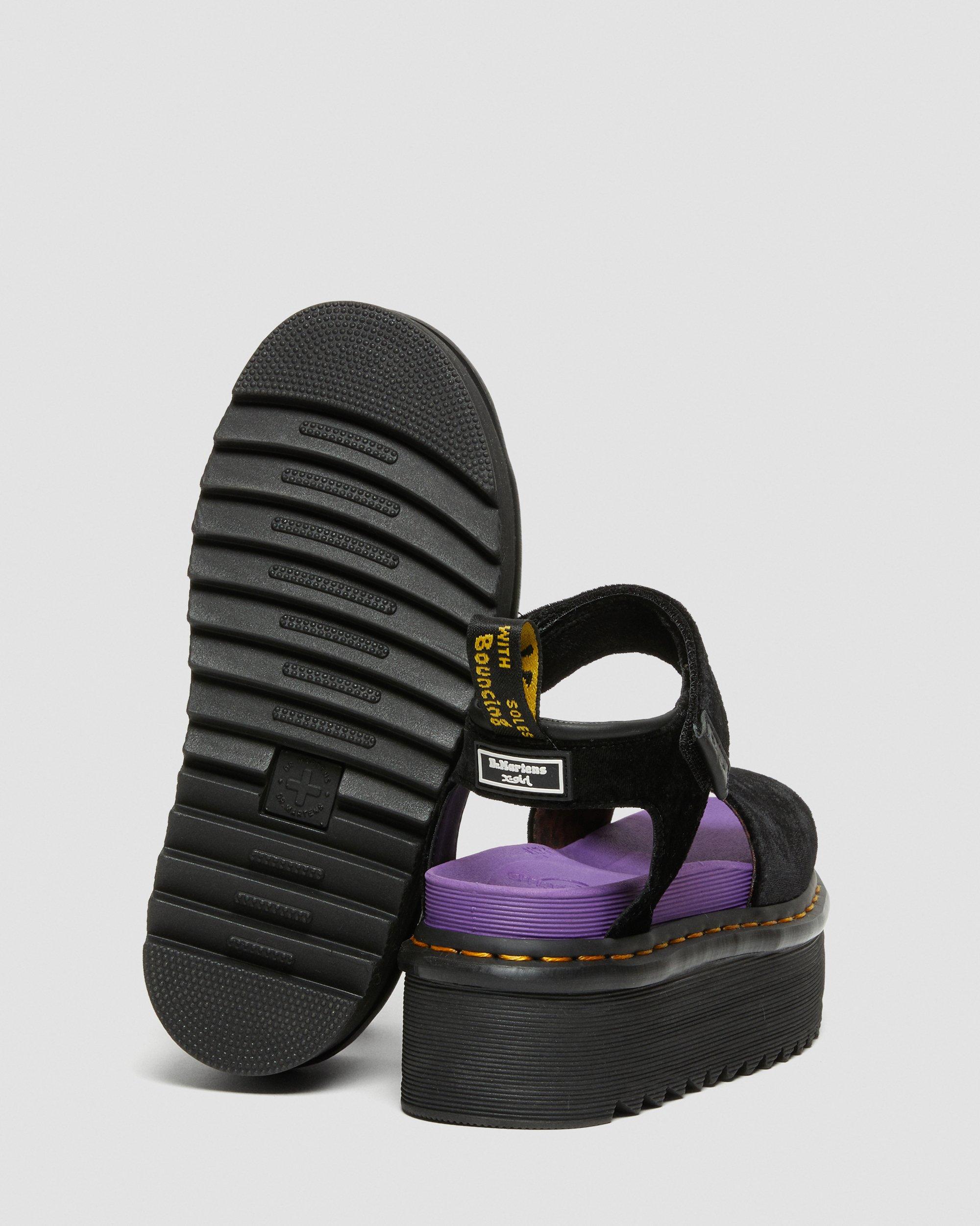 Strap X-girl Velvet Platform Sandals in Black | Dr. Martens