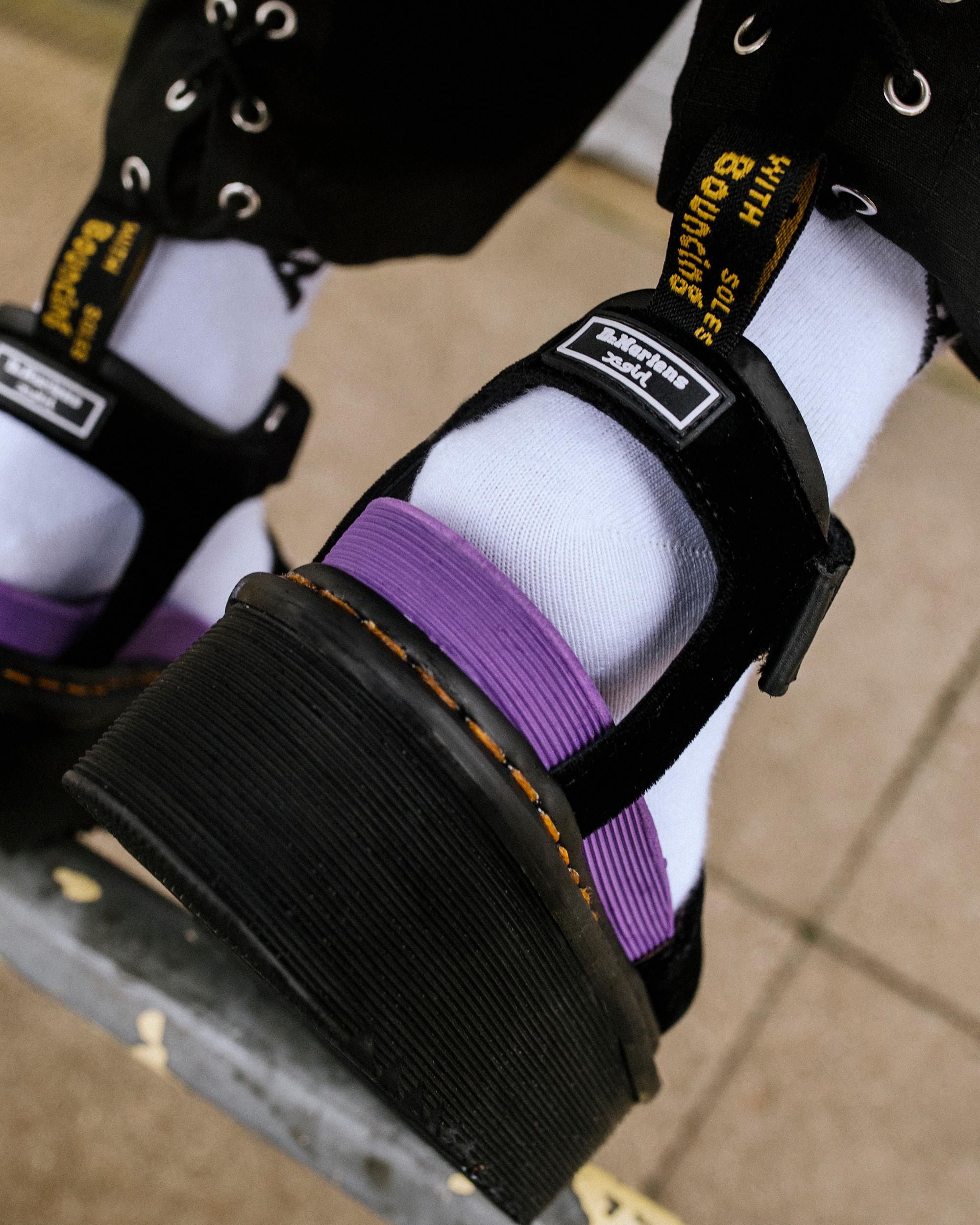 Strap X-girl Velvet Platform Sandals in Black | Dr. Martens