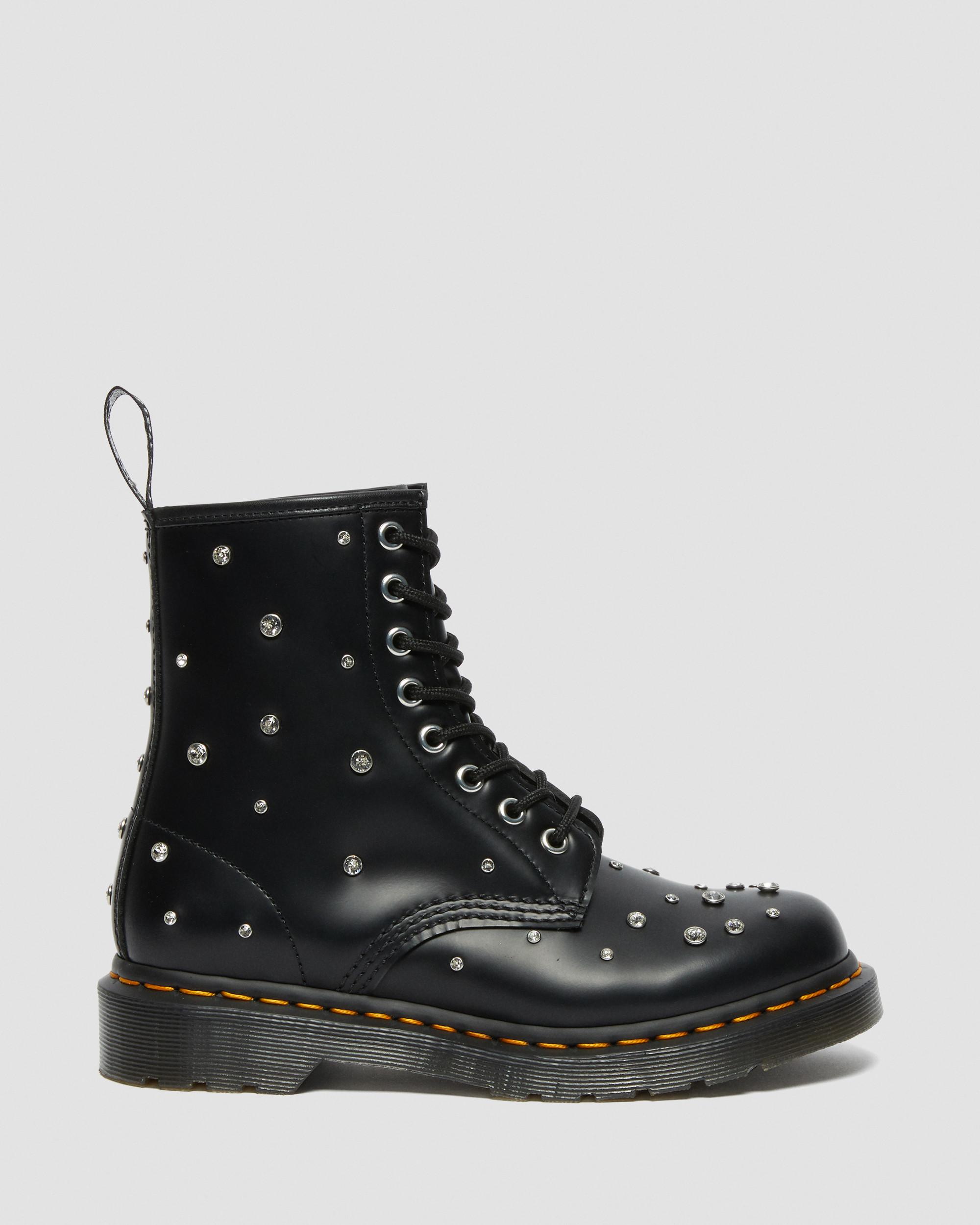 1460 Swarovski Leather Lace Up Boots in BLACK | Dr. Martens™
