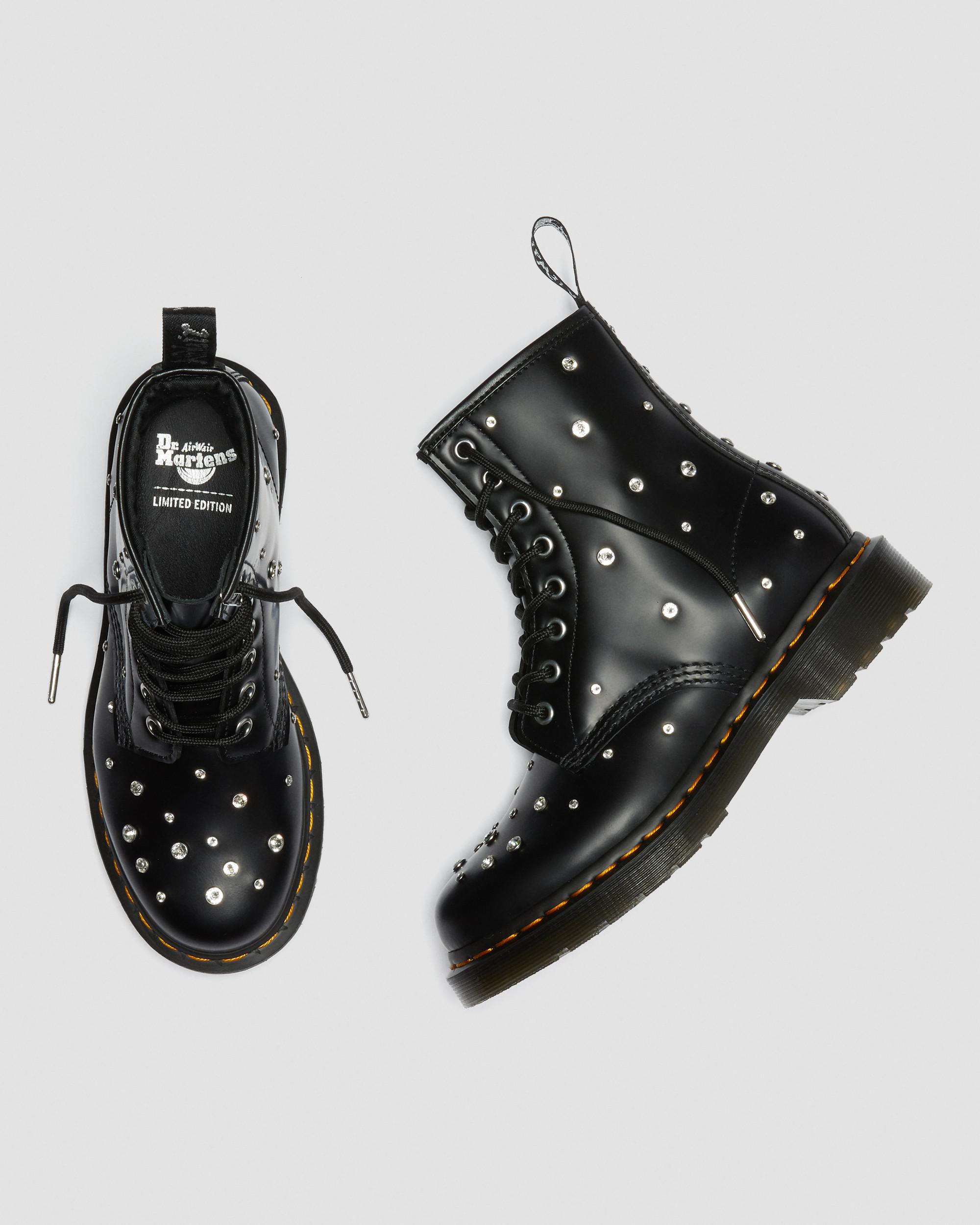 1460 Swarovski Leather Lace Up Boots in BLACK | Dr. Martens™