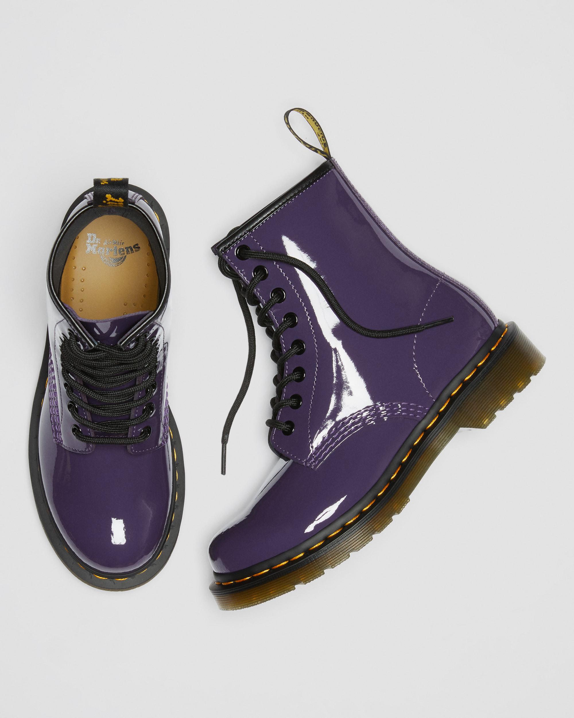 1460 Women's Patent Leather Lace Up Boots in BLACKCURRANT | Dr