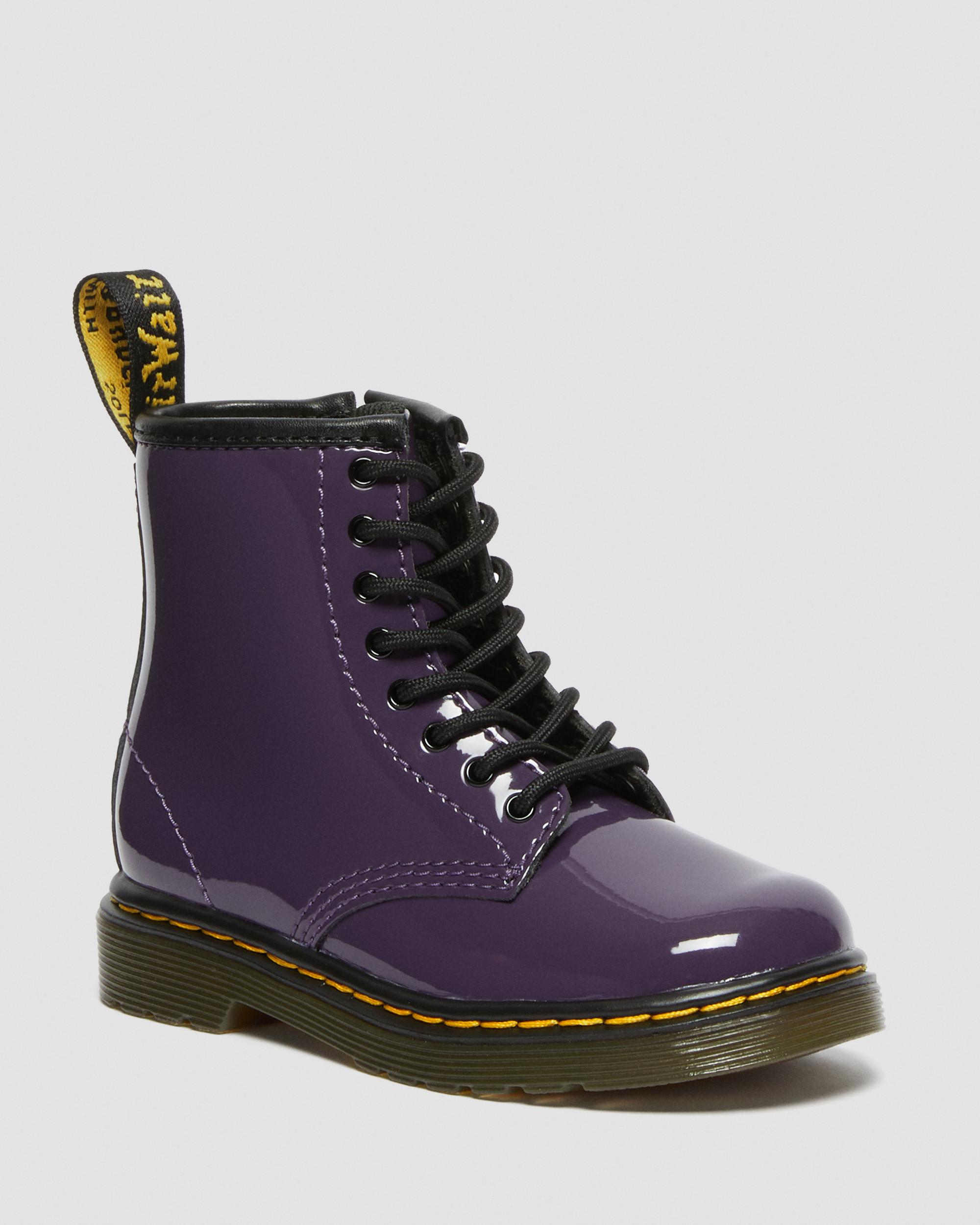 Toddler 1460 Patent Leather Lace Up Boots in BLACKCURRANT | Dr