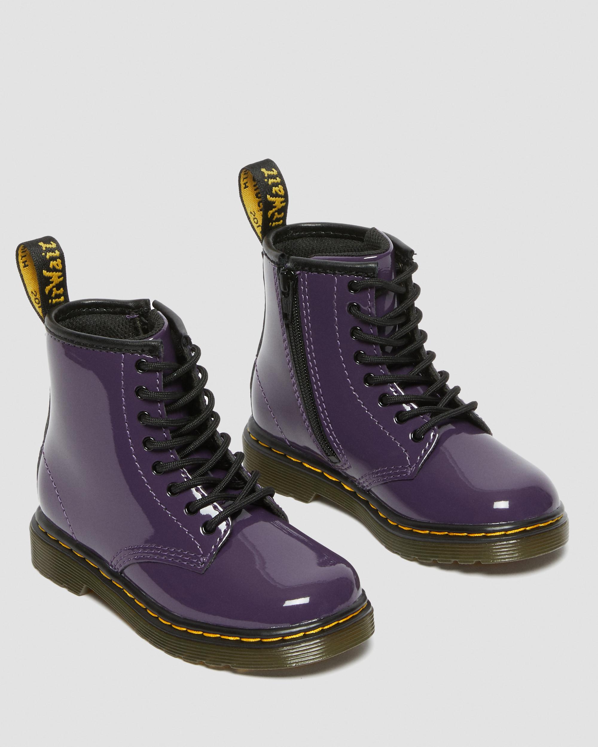 Toddler 1460 Patent Leather Lace Up Boots in Blackcurrant