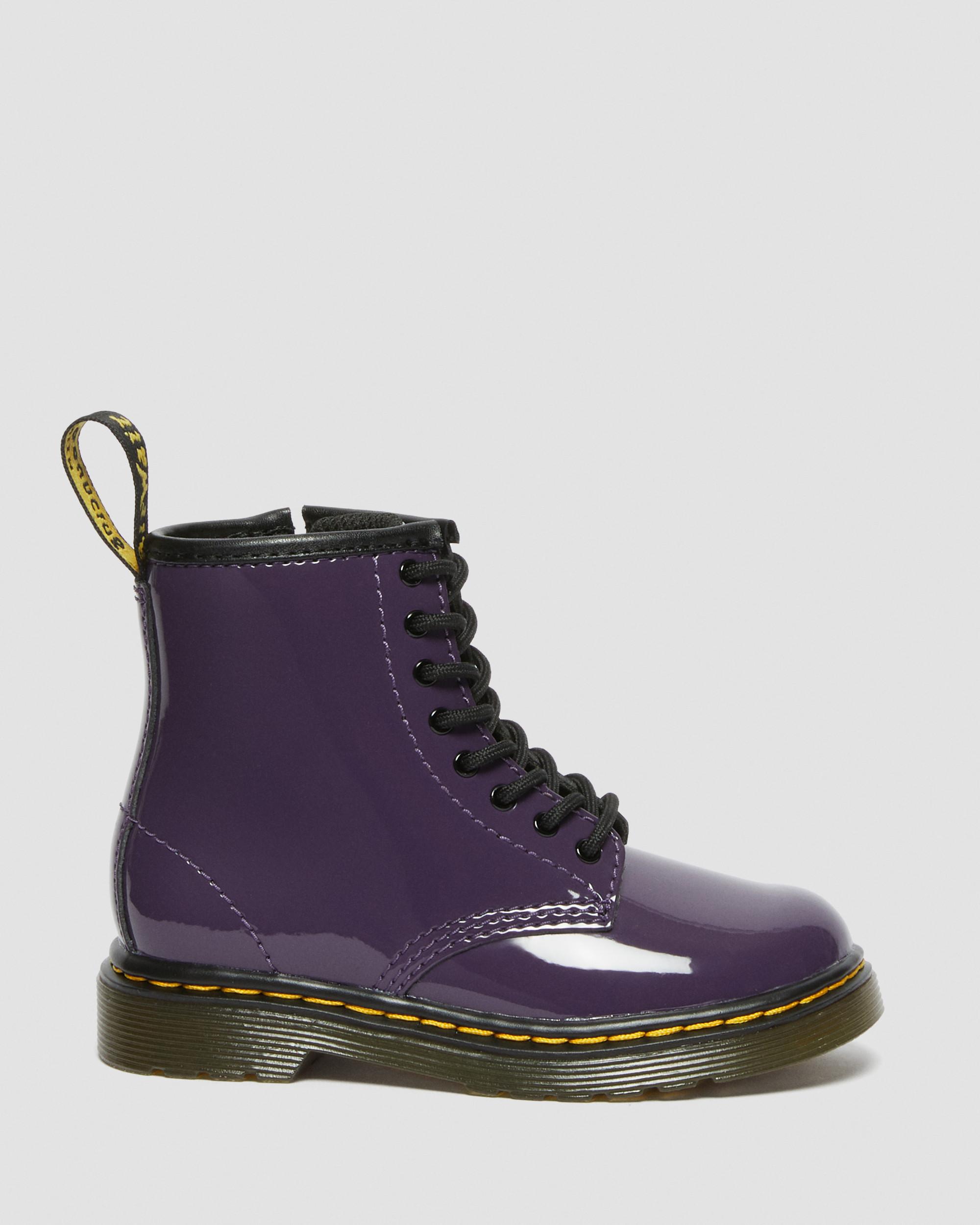 Toddler 1460 Patent Leather Lace Up Boots in Blackcurrant