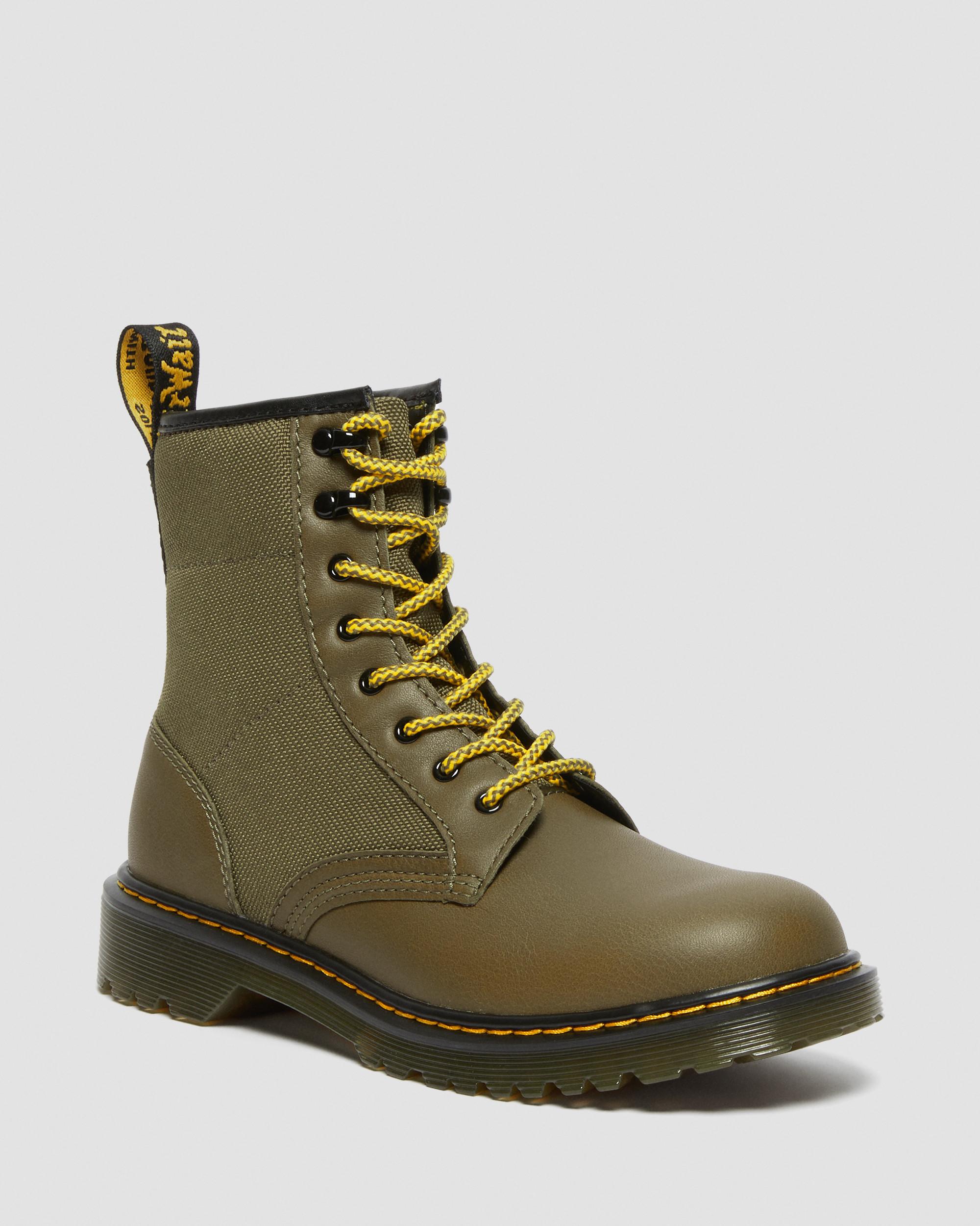 Youth 1460 Panel Leather Lace Up Boots, Olive | Dr. Martens