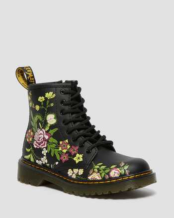 Boots 1460 en cuir à motif fleuri et à lacets Junior