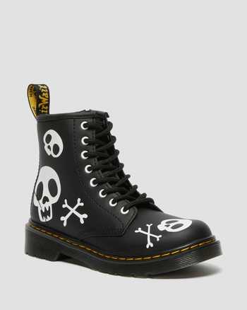 Junior 1460 Skull & Bones Leather Lace Up Boots