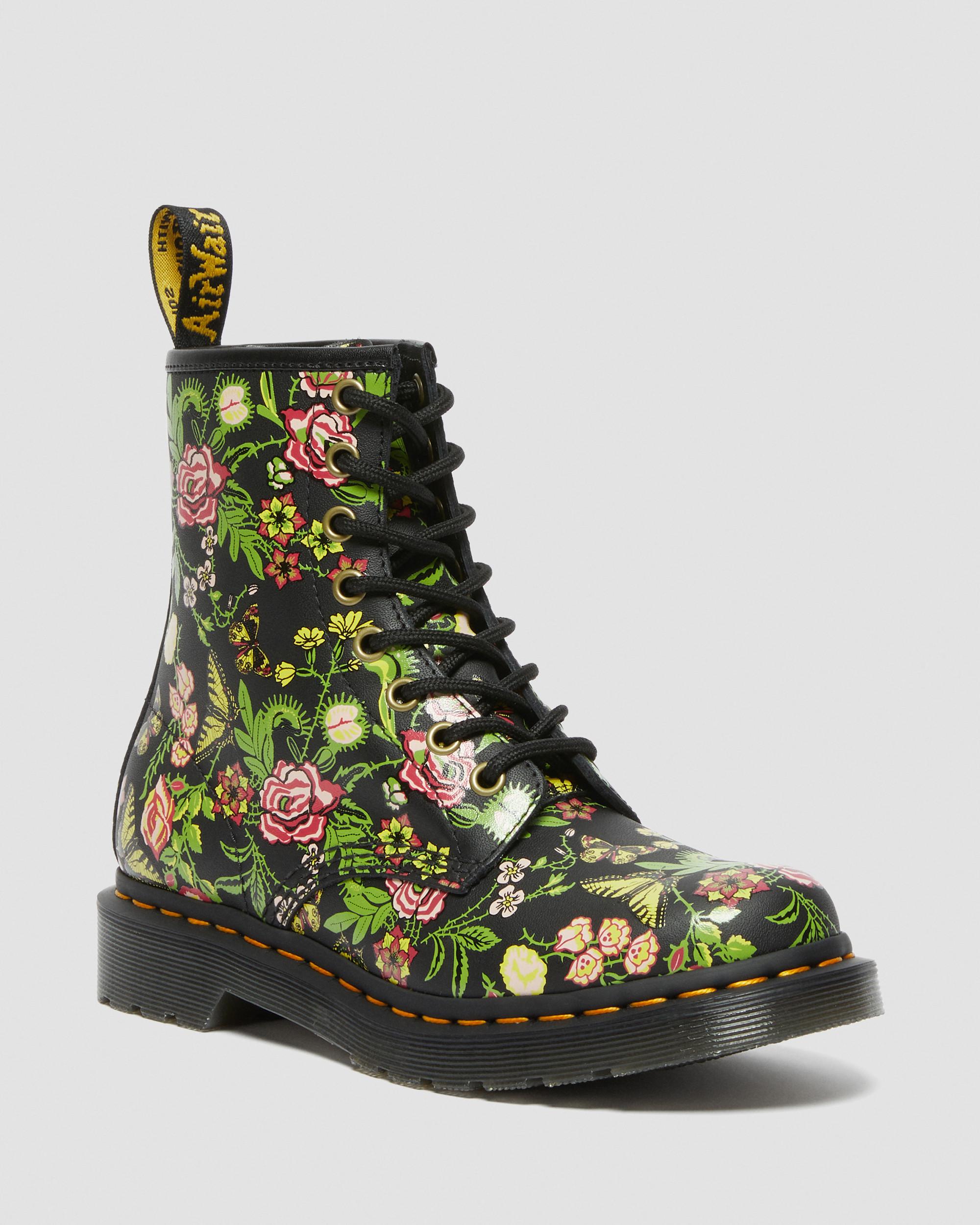 1460 Women's Floral Bloom Lace Up Boots in Black | Dr. Martens