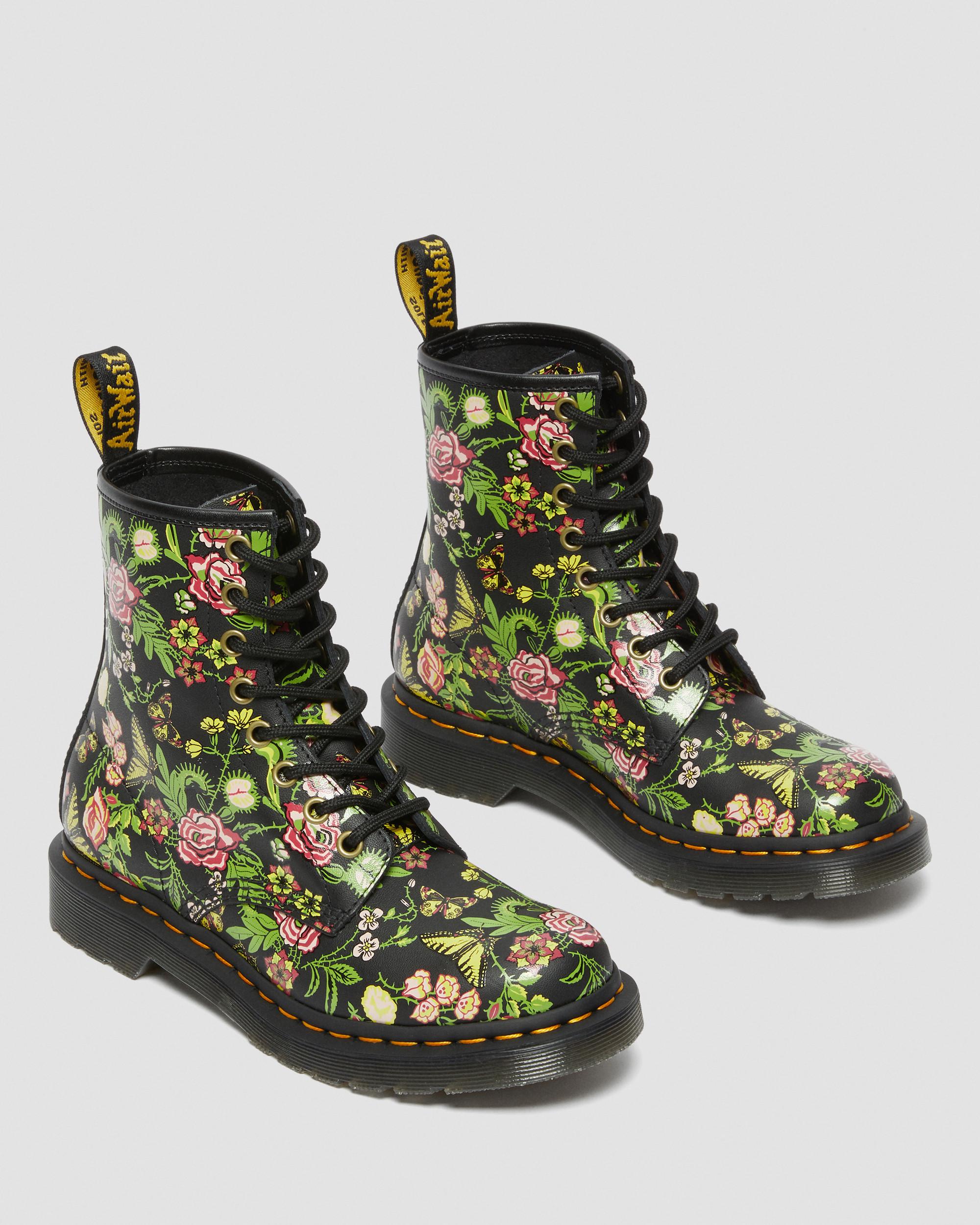 Floral Bloom Leather Lace Up Boots |