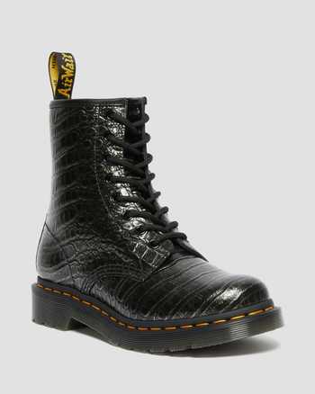 1460 Wild Croc Leather Lace Up Boots