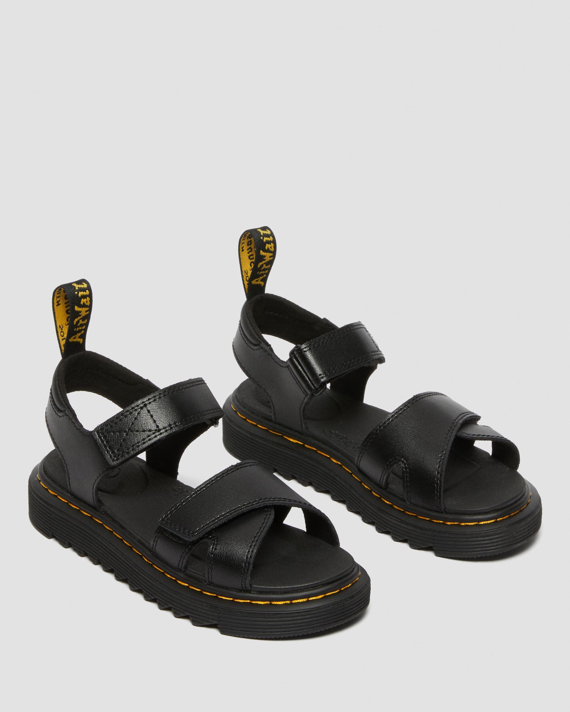 Junior Vossie Leather Sandals, Black | Dr. Martens