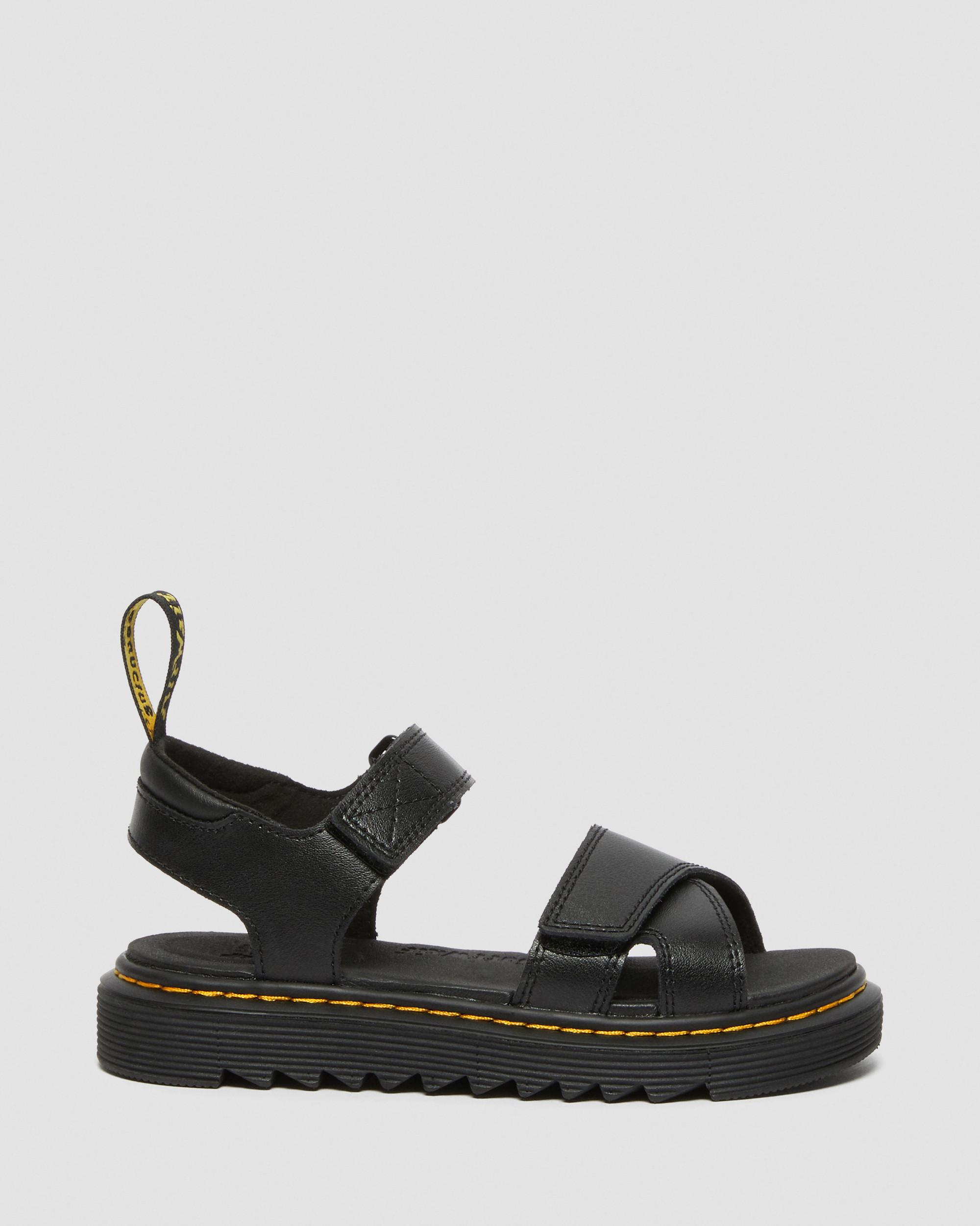 Junior Vossie Leather Sandals, Black | Dr. Martens