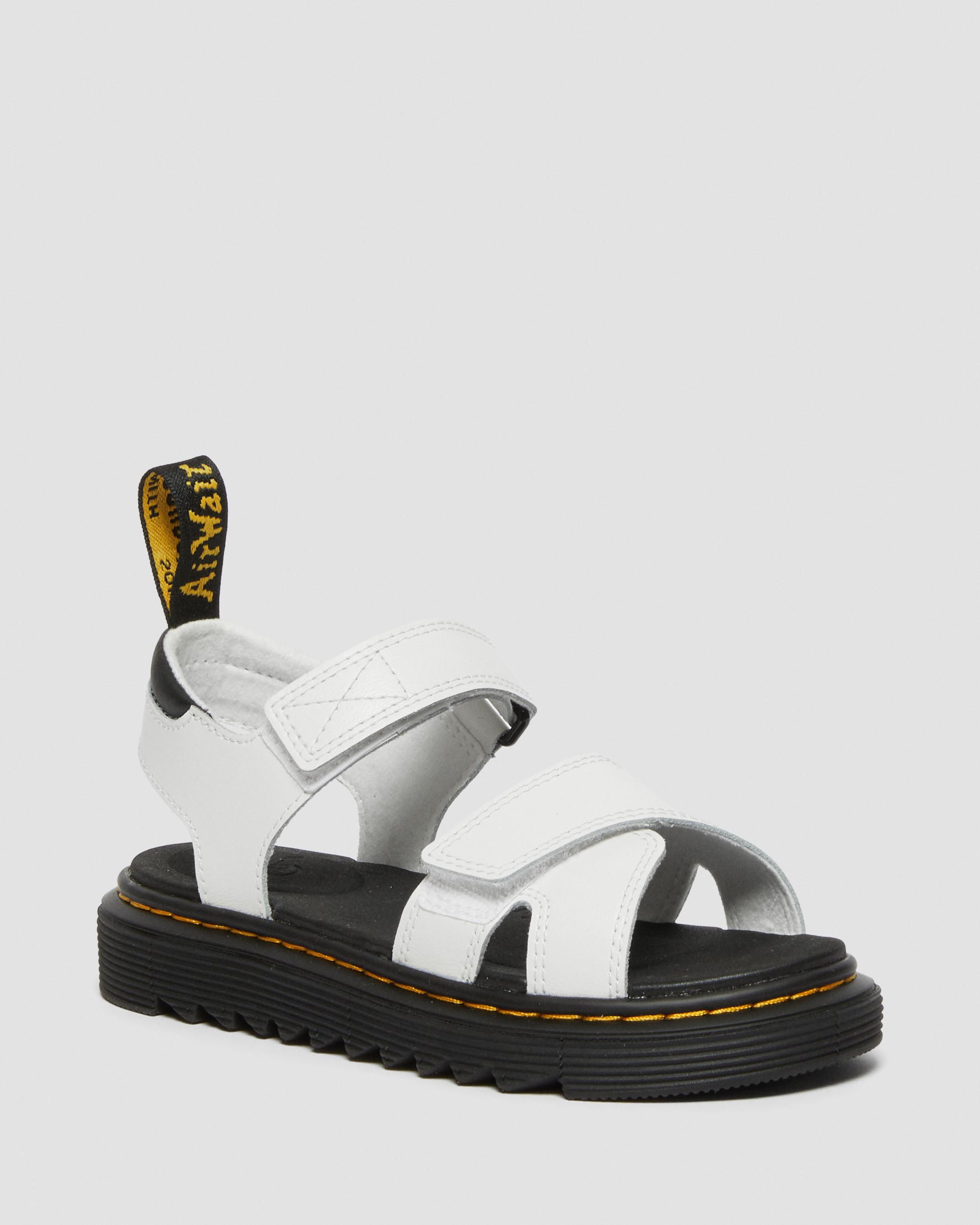 Junior Vossie Leather Sandals, White | Dr. Martens