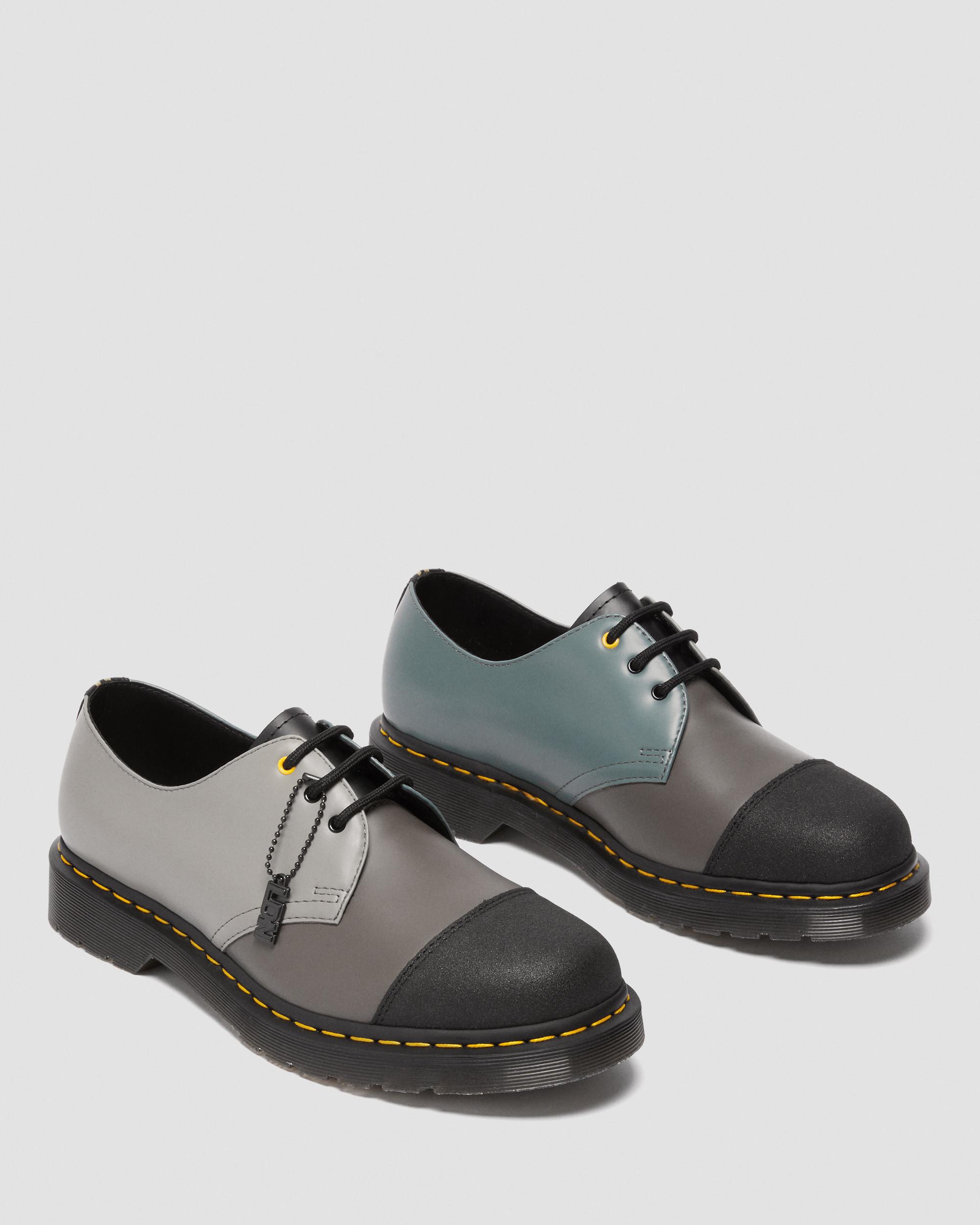 Dr. Martens 3ホール LONDON 1461 London Smooth Leather Oxford Shoes in BLACK+CHARCOAL+STEEL