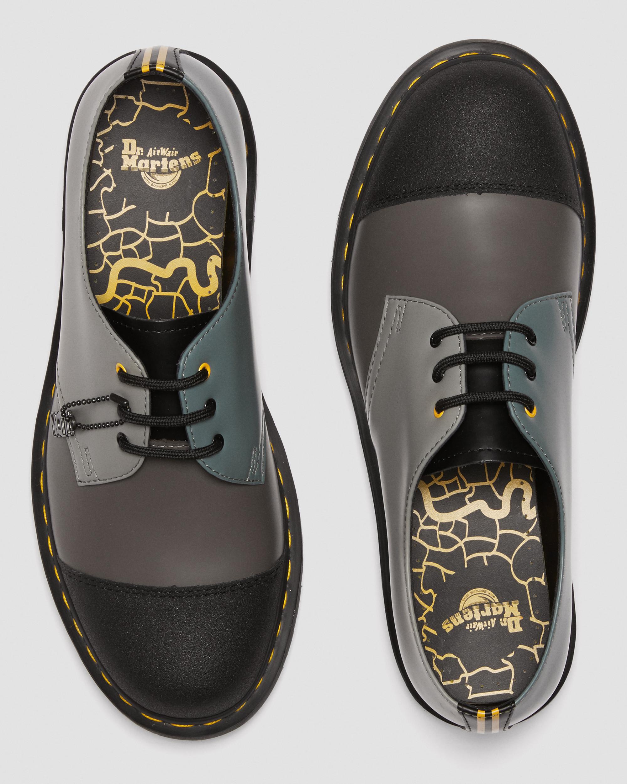 1461 London Smooth Leather Oxford Shoes in BLACK+CHARCOAL+STEEL