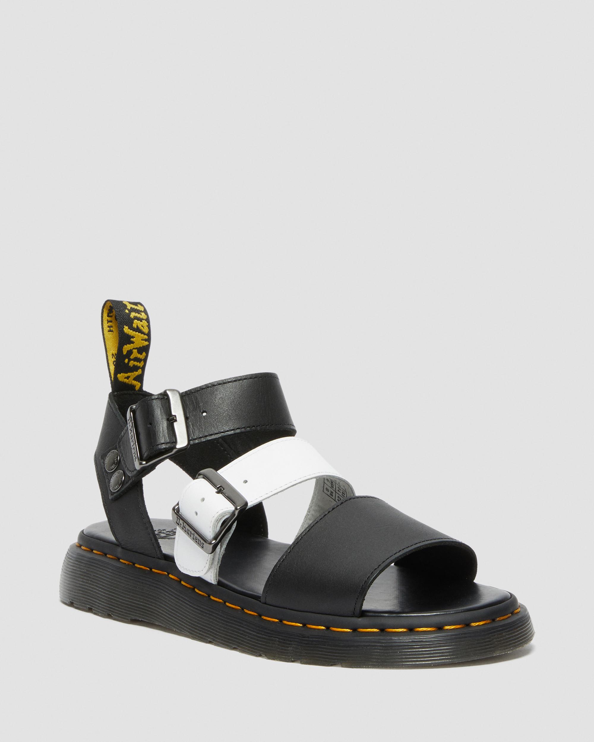 Gryphon Contrast Leather Strap Sandals in BLACK+WHITE | Dr. Martens™
